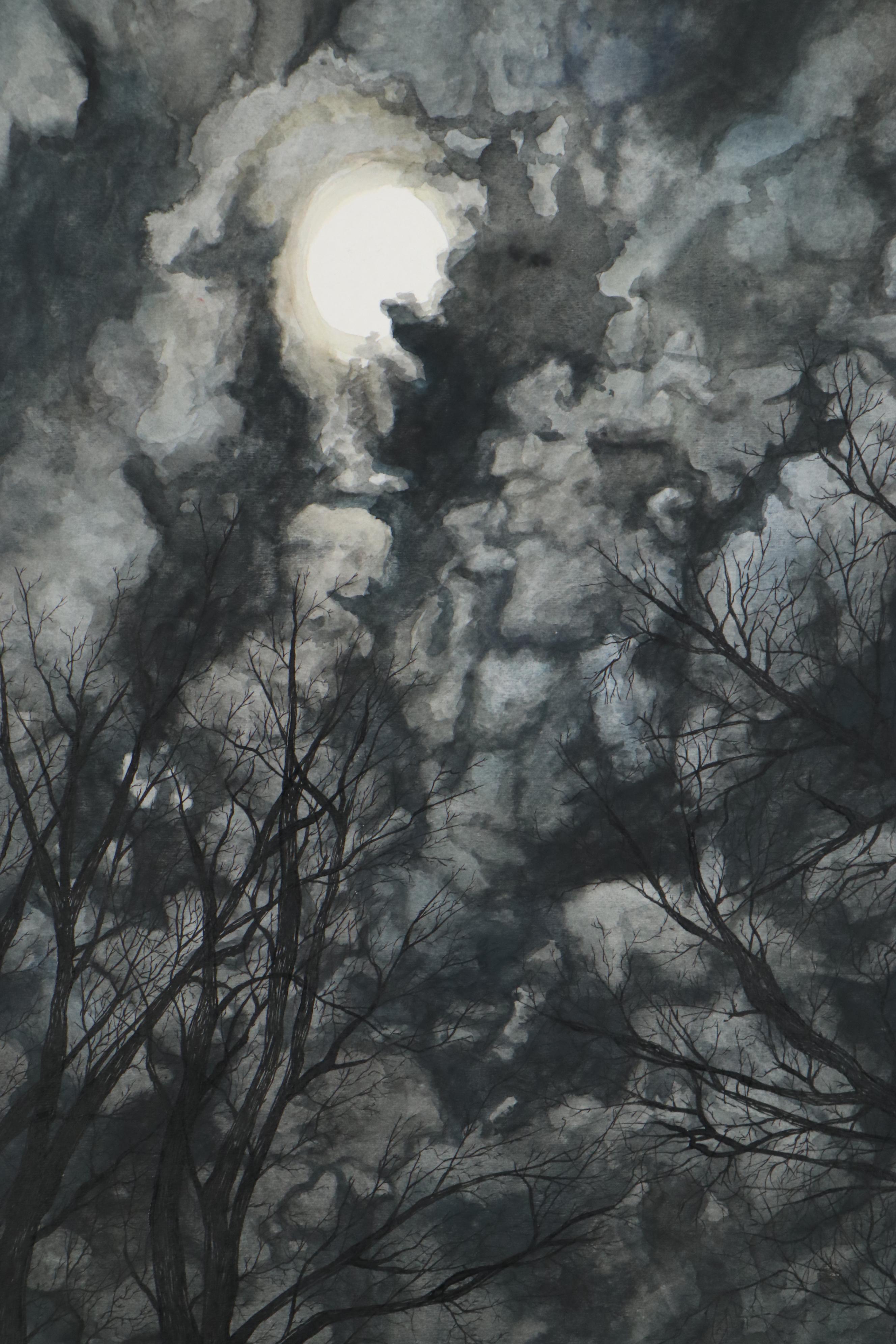 Josie Masset Nocturne Scene Watercolor and Ink Painting