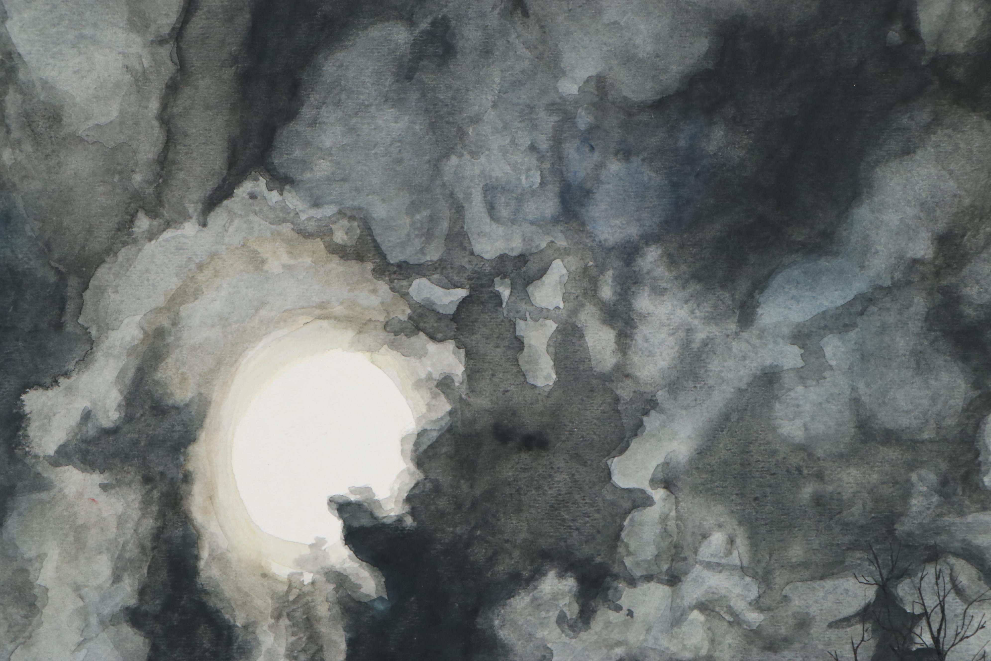 Josie Masset Nocturne Scene Watercolor and Ink Painting