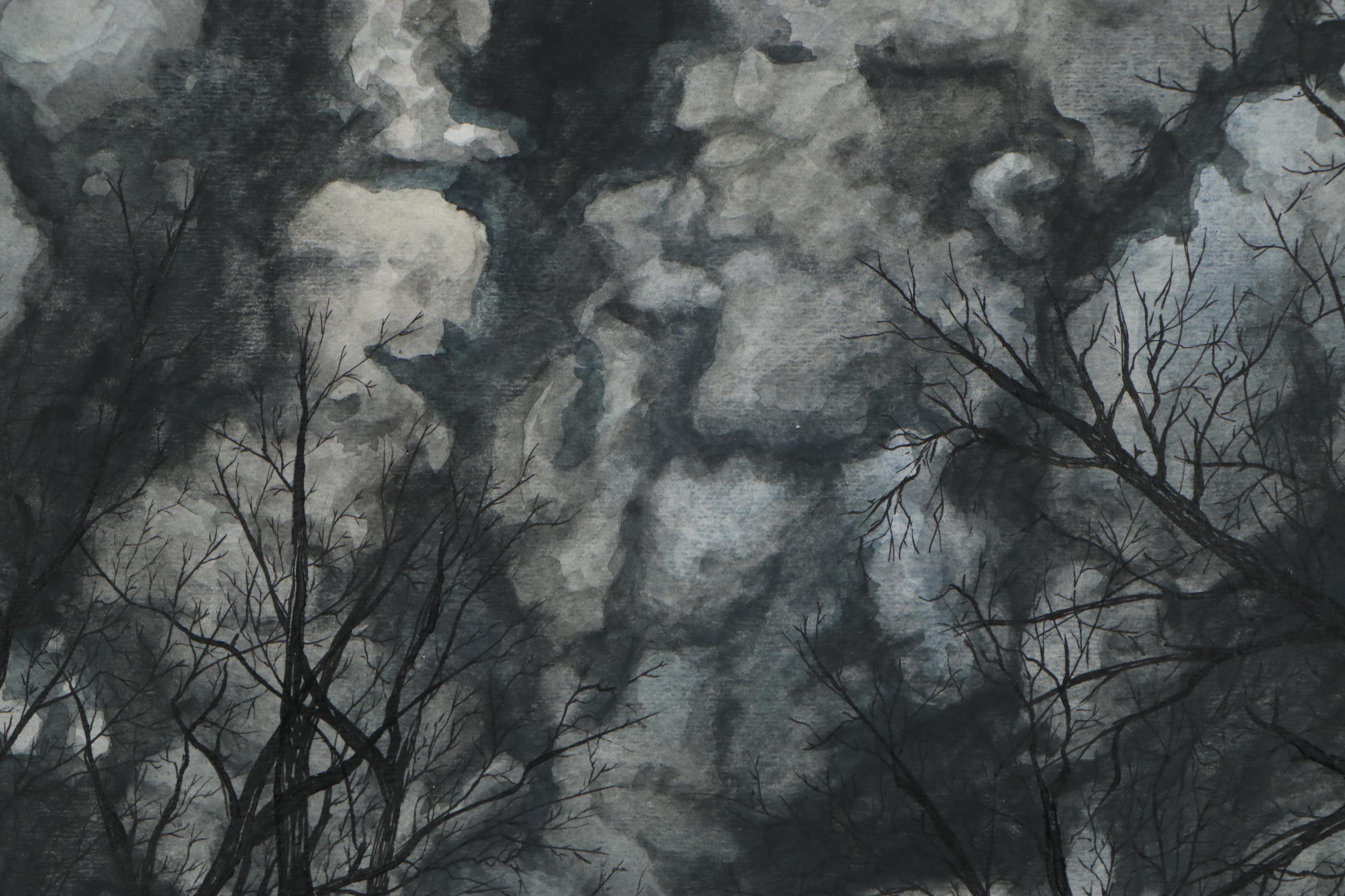 Josie Masset Nocturne Scene Watercolor and Ink Painting