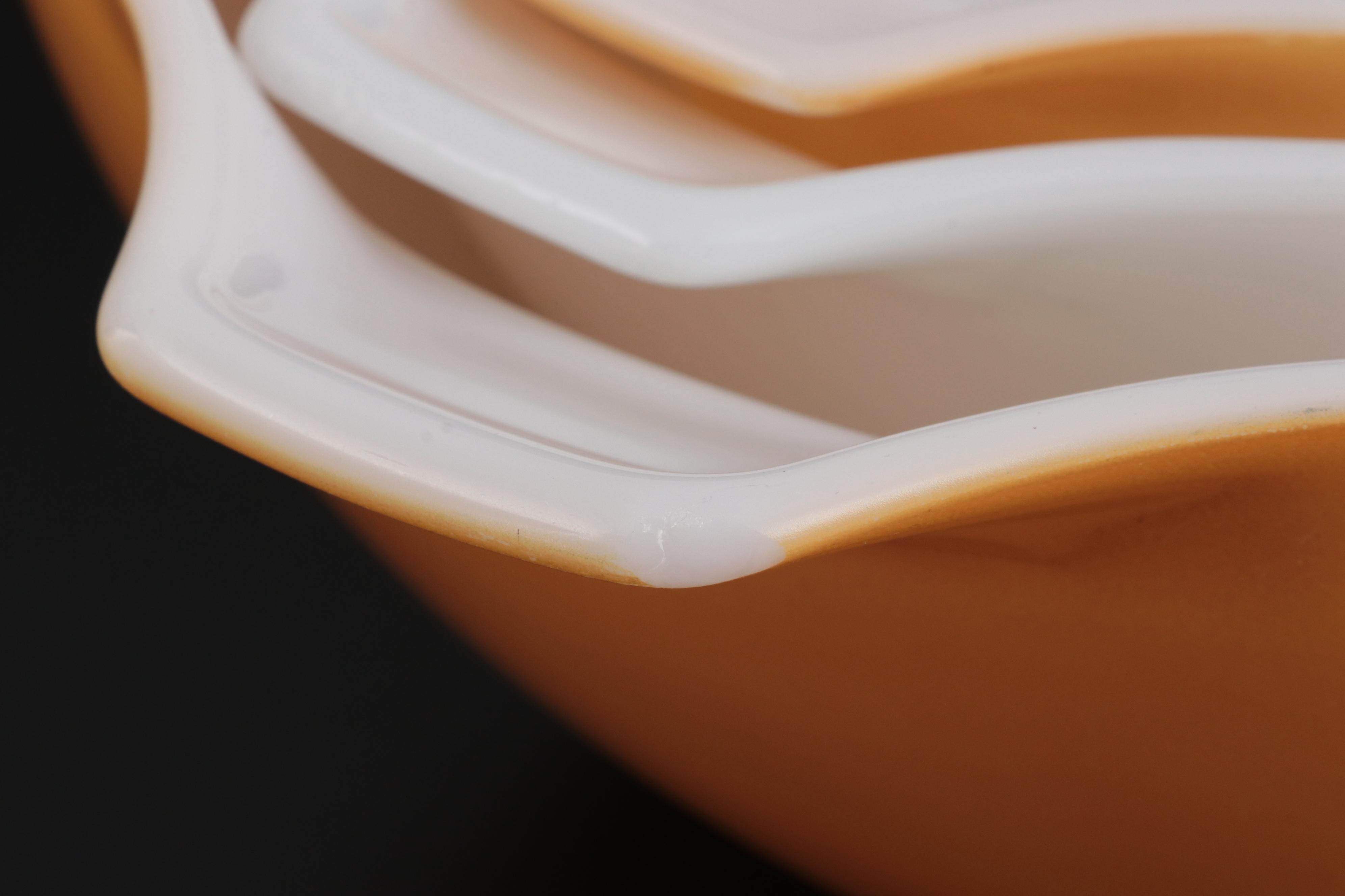 Pyrex "Butterfly Gold" Glass Nesting Bowls, 1972–1978