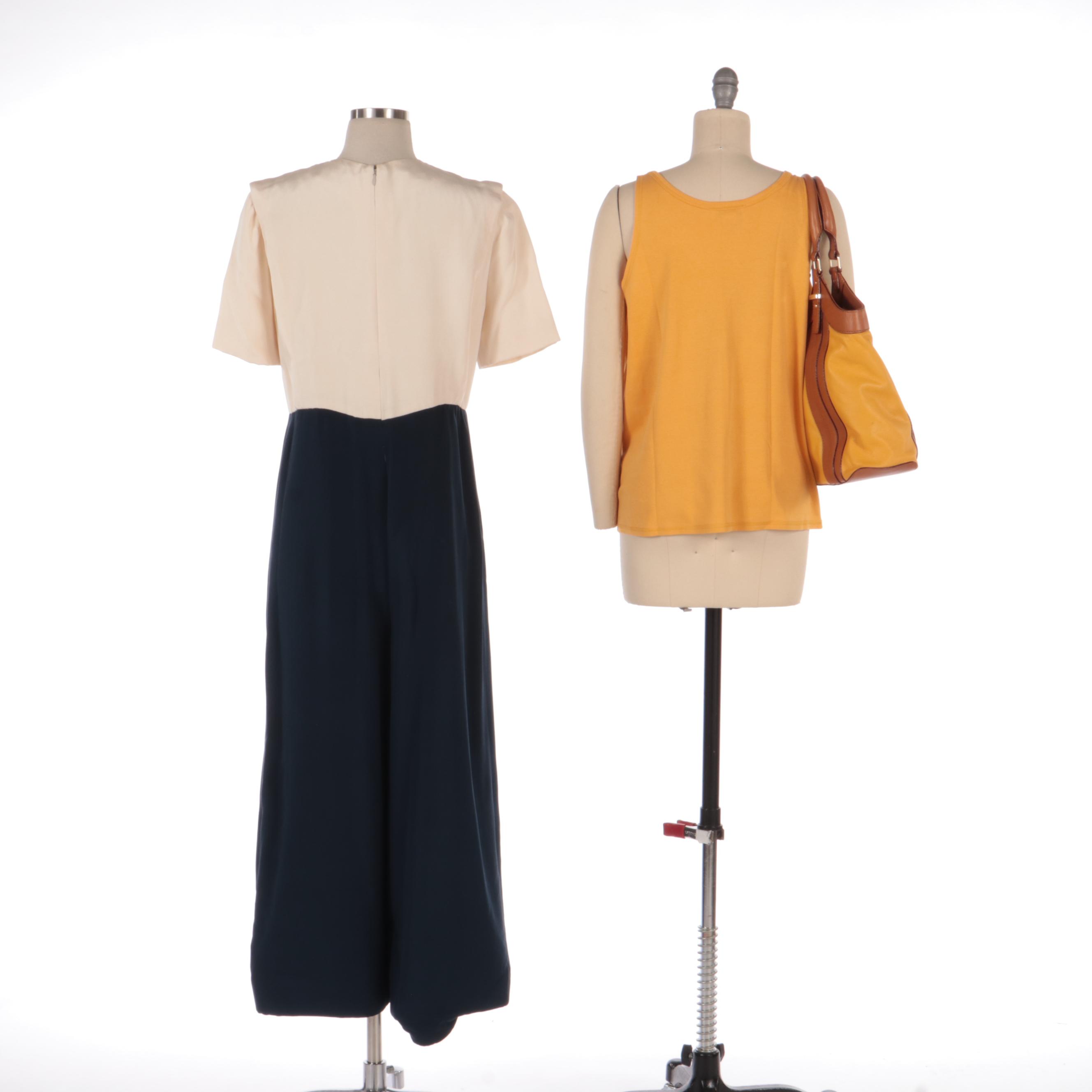 Christian Dior Tank Top, Arnold Scaasi Jumpsuit and Kate Spade Shoulder Bag