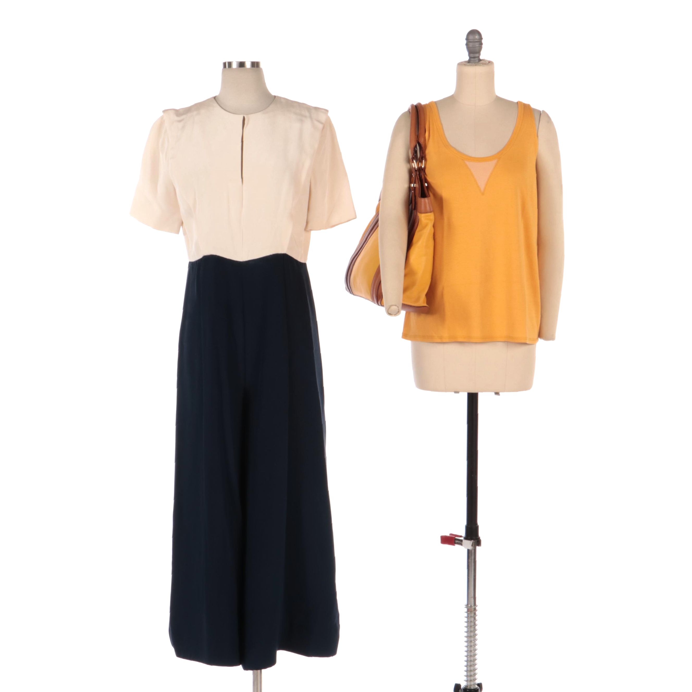 Christian Dior Tank Top, Arnold Scaasi Jumpsuit and Kate Spade Shoulder Bag