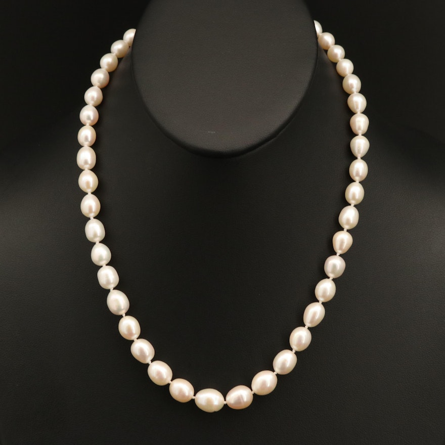 Pearl Necklace with Sterling Silver Clasp