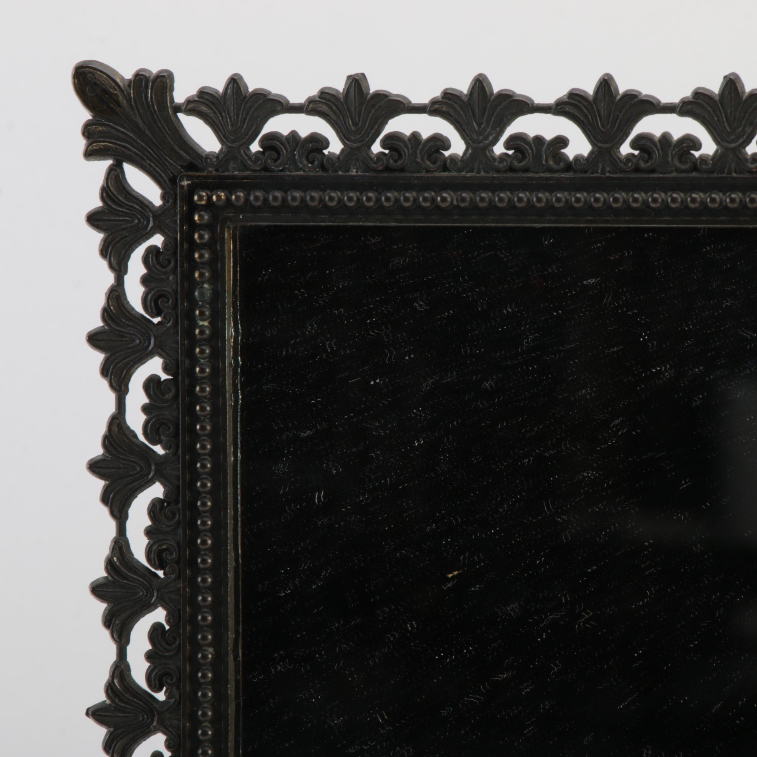 Art Nouveau Cast Brass Swivel Vanity Mirror, Mid-20th Century