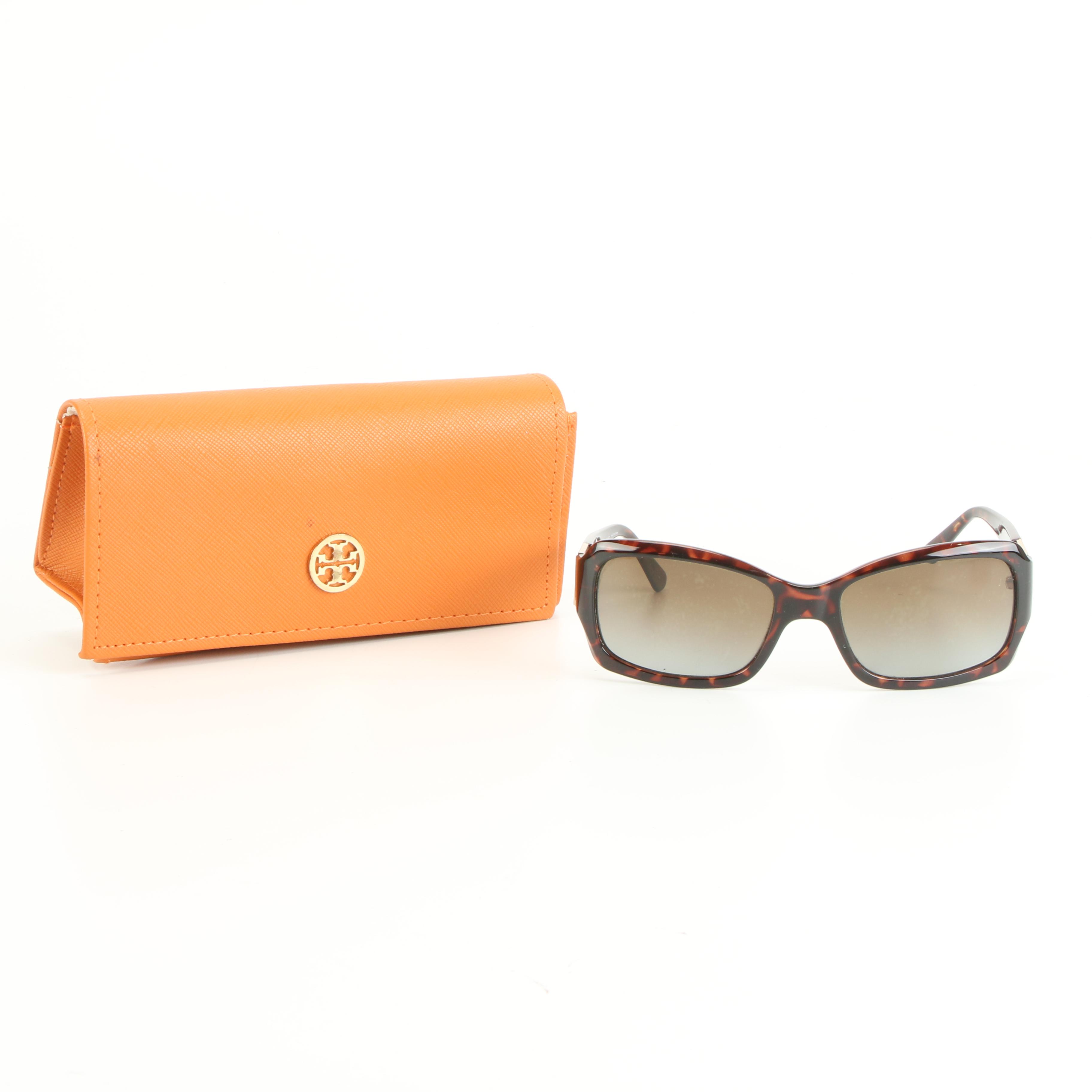 Tory Burch Polarized Faux Tortoise Logo Sunglasses with Case