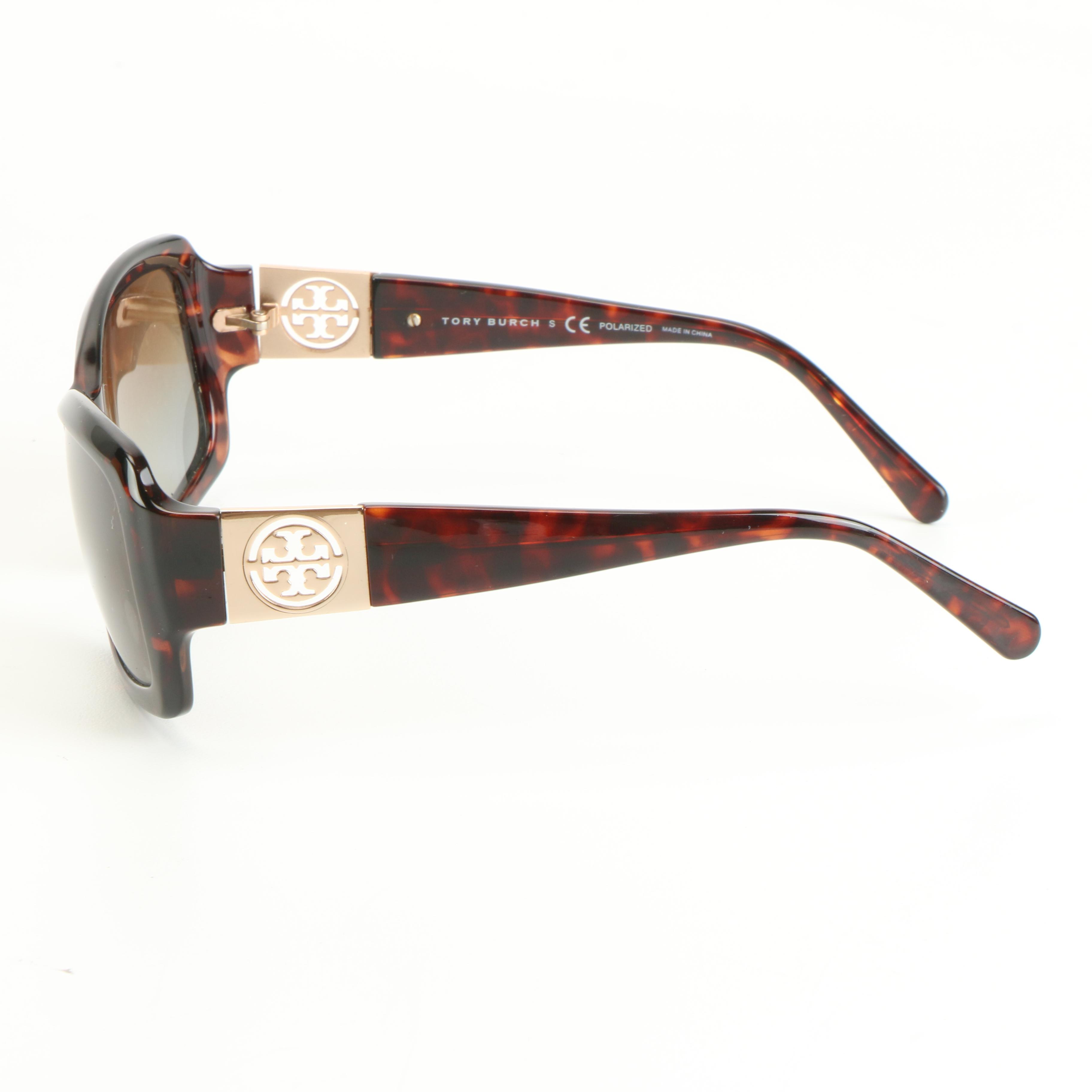 Tory Burch Polarized Faux Tortoise Logo Sunglasses with Case