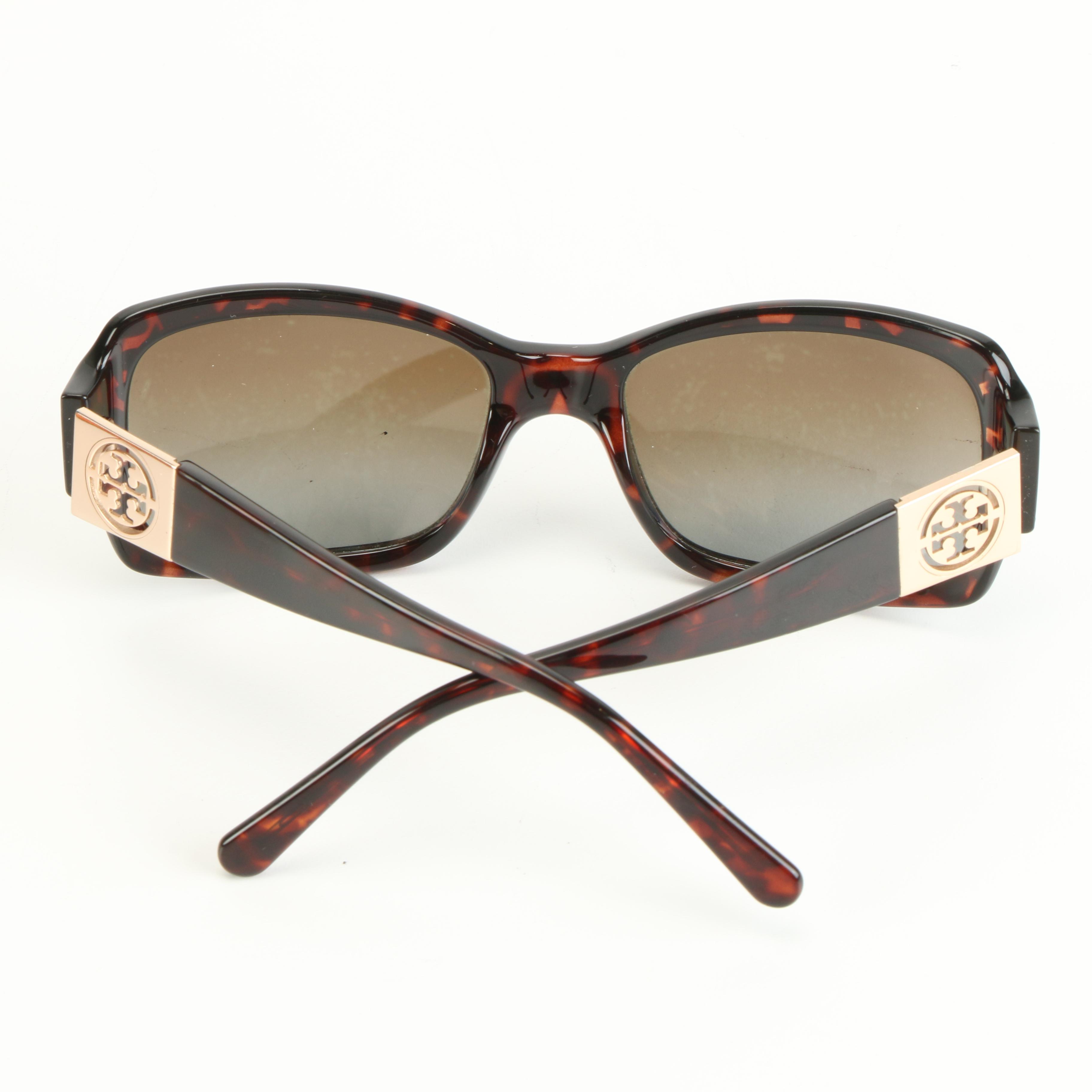 Tory Burch Polarized Faux Tortoise Logo Sunglasses with Case