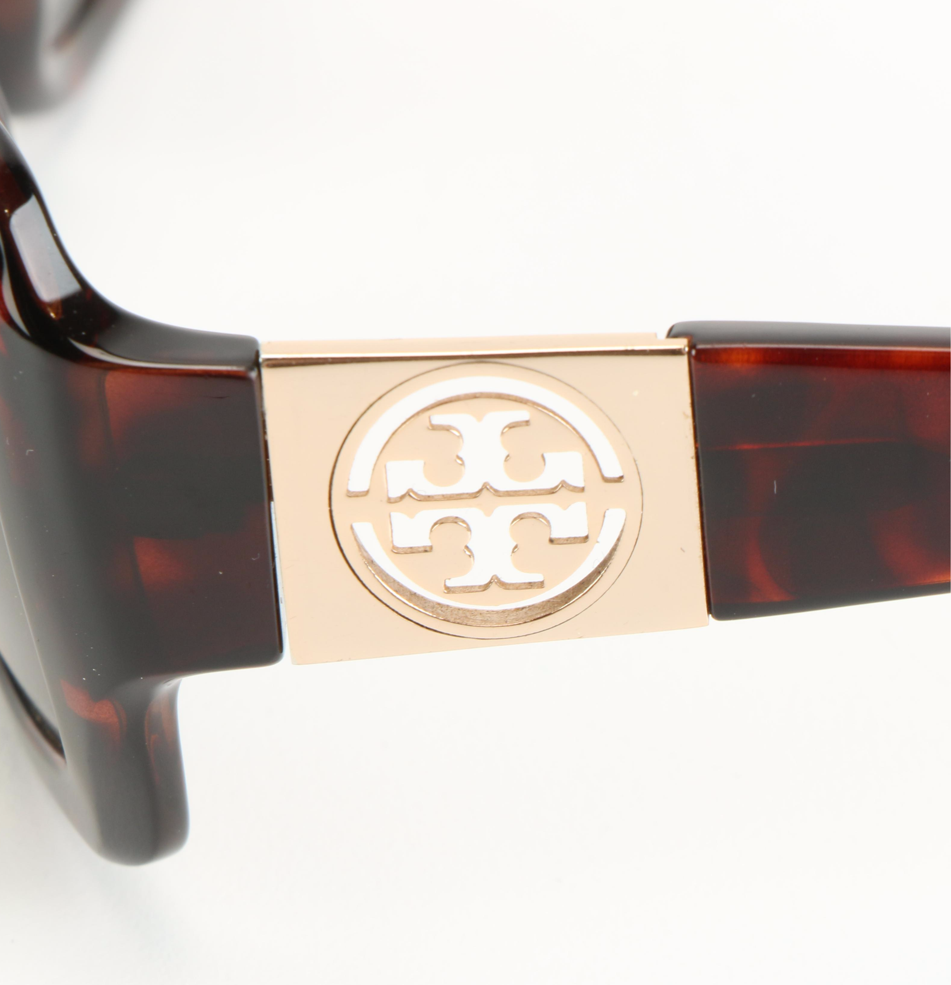 Tory Burch Polarized Faux Tortoise Logo Sunglasses with Case