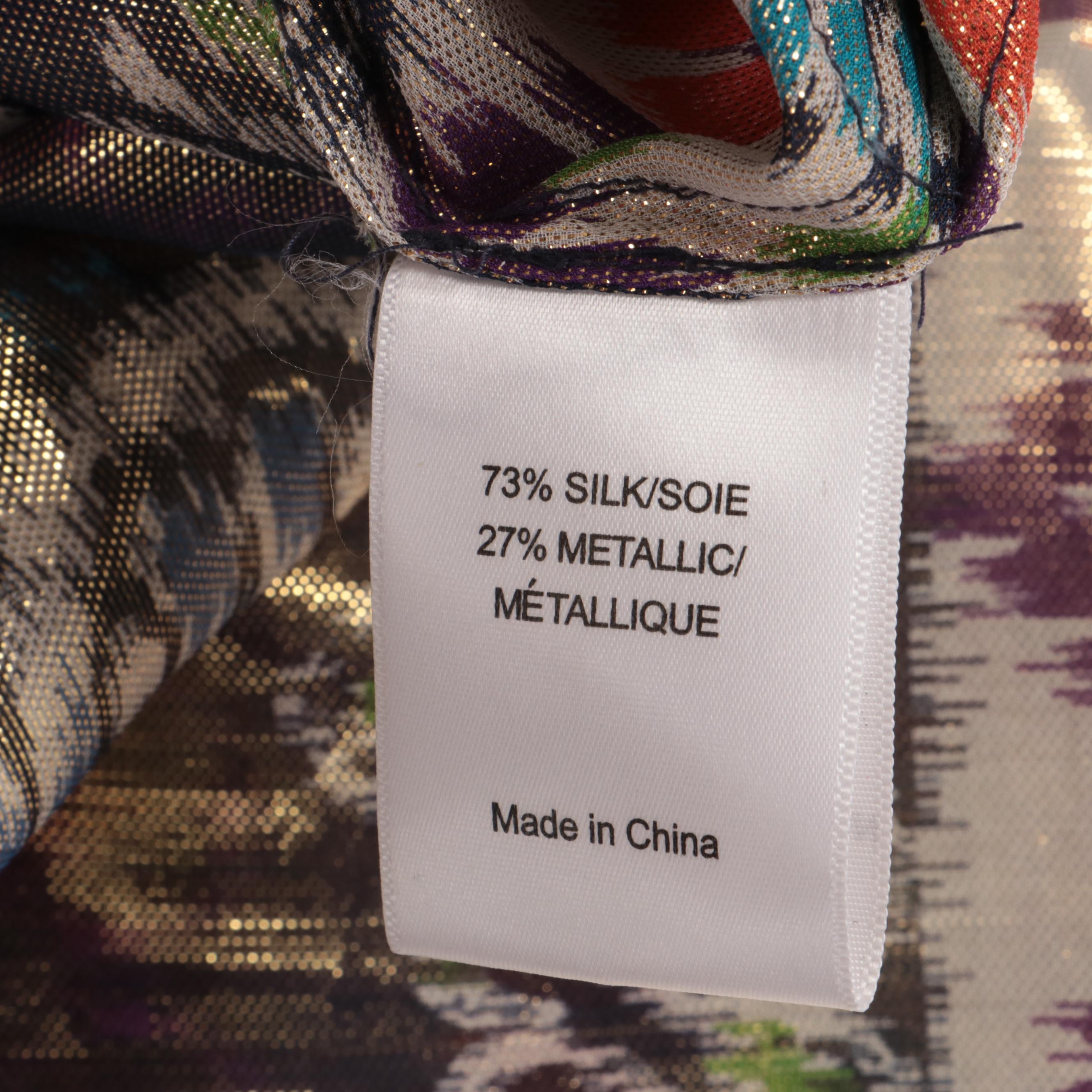 Tory Burch Silk and Metallic Ikat Patterned Tunic Blouse