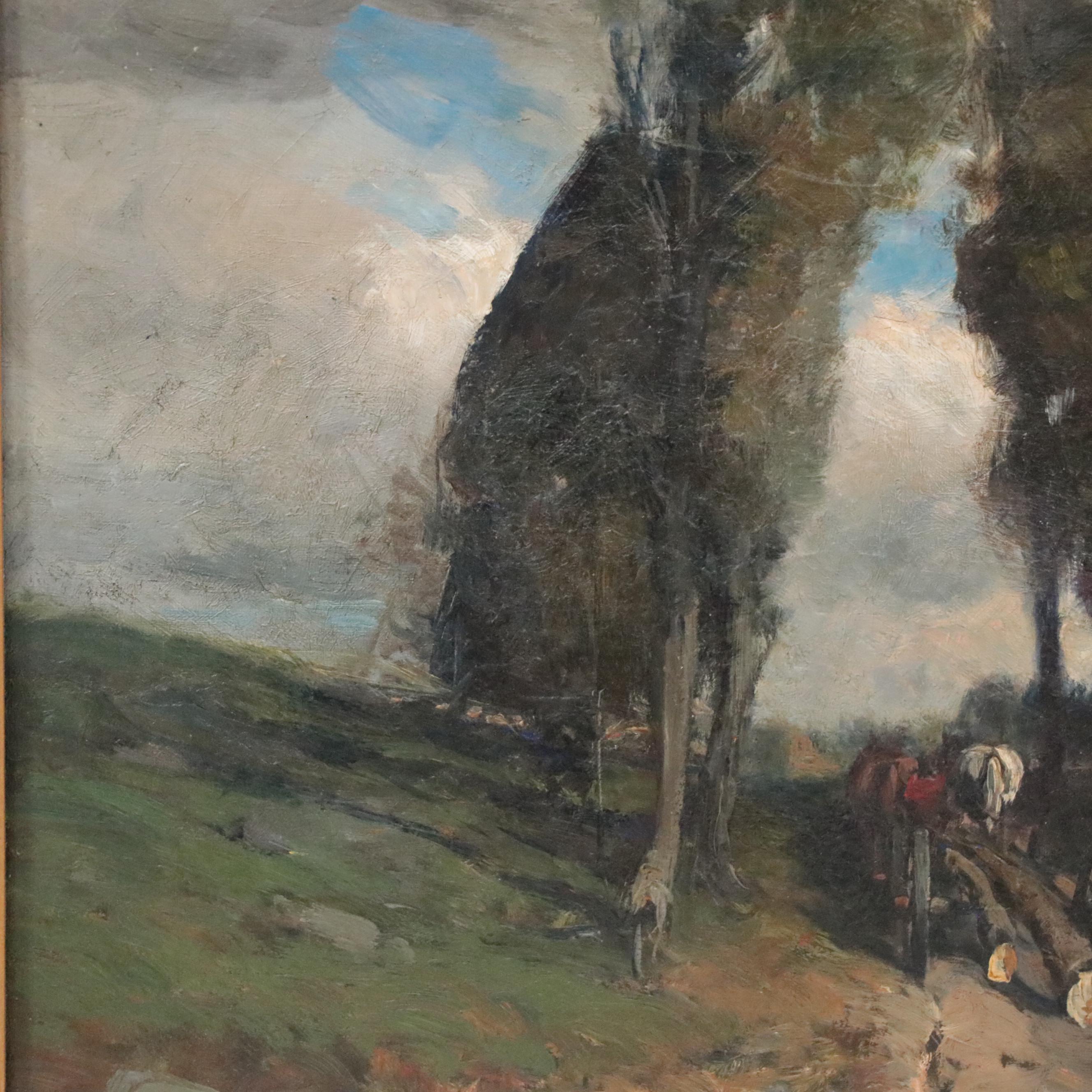 Charles P. Appel Oil Painting of Forest Cart Path, Early 20th Century
