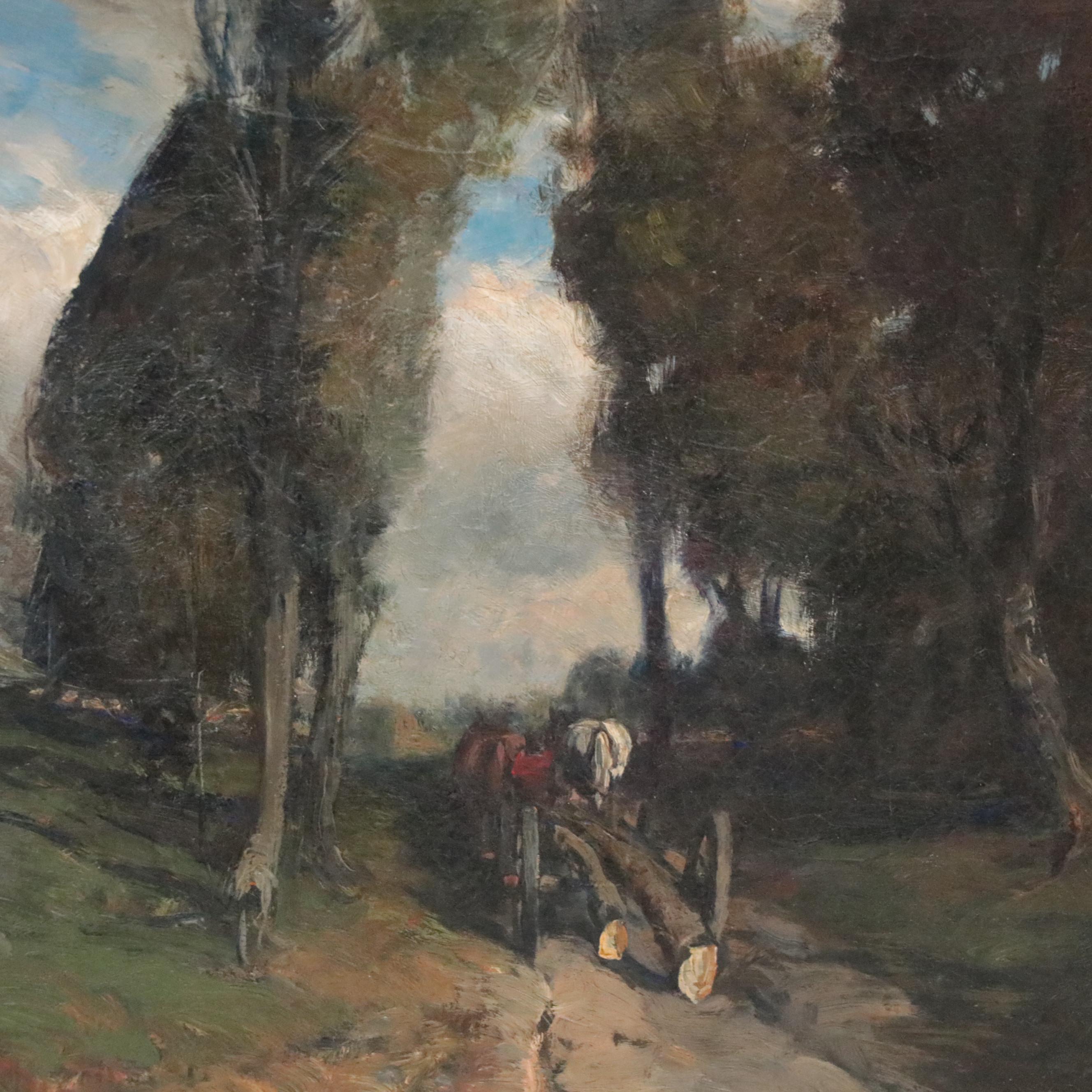 Charles P. Appel Oil Painting of Forest Cart Path, Early 20th Century