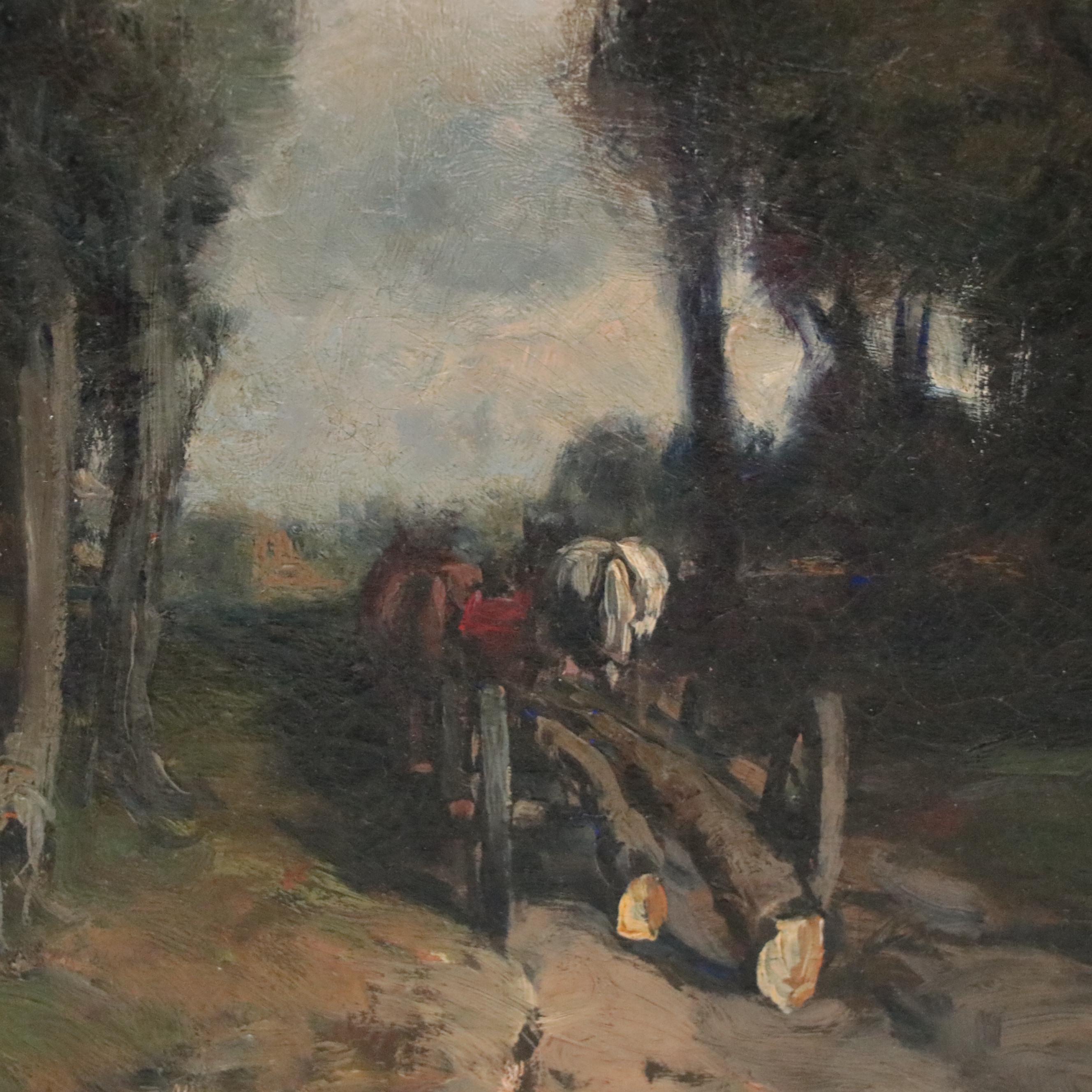 Charles P. Appel Oil Painting of Forest Cart Path, Early 20th Century