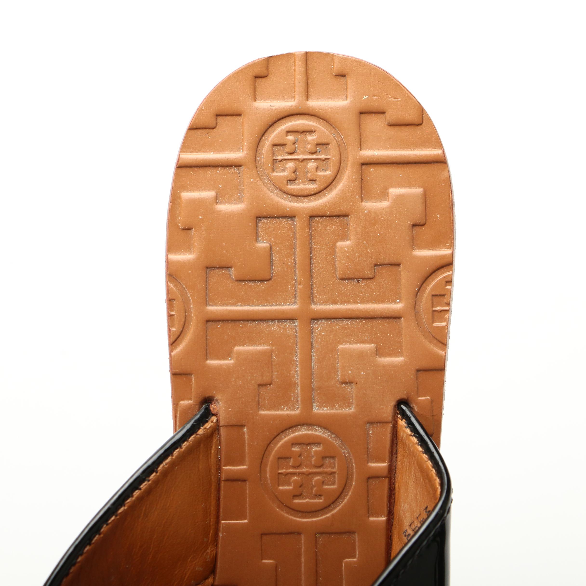 Tory Burch Manon Thong Sandals in Black Patent Leather