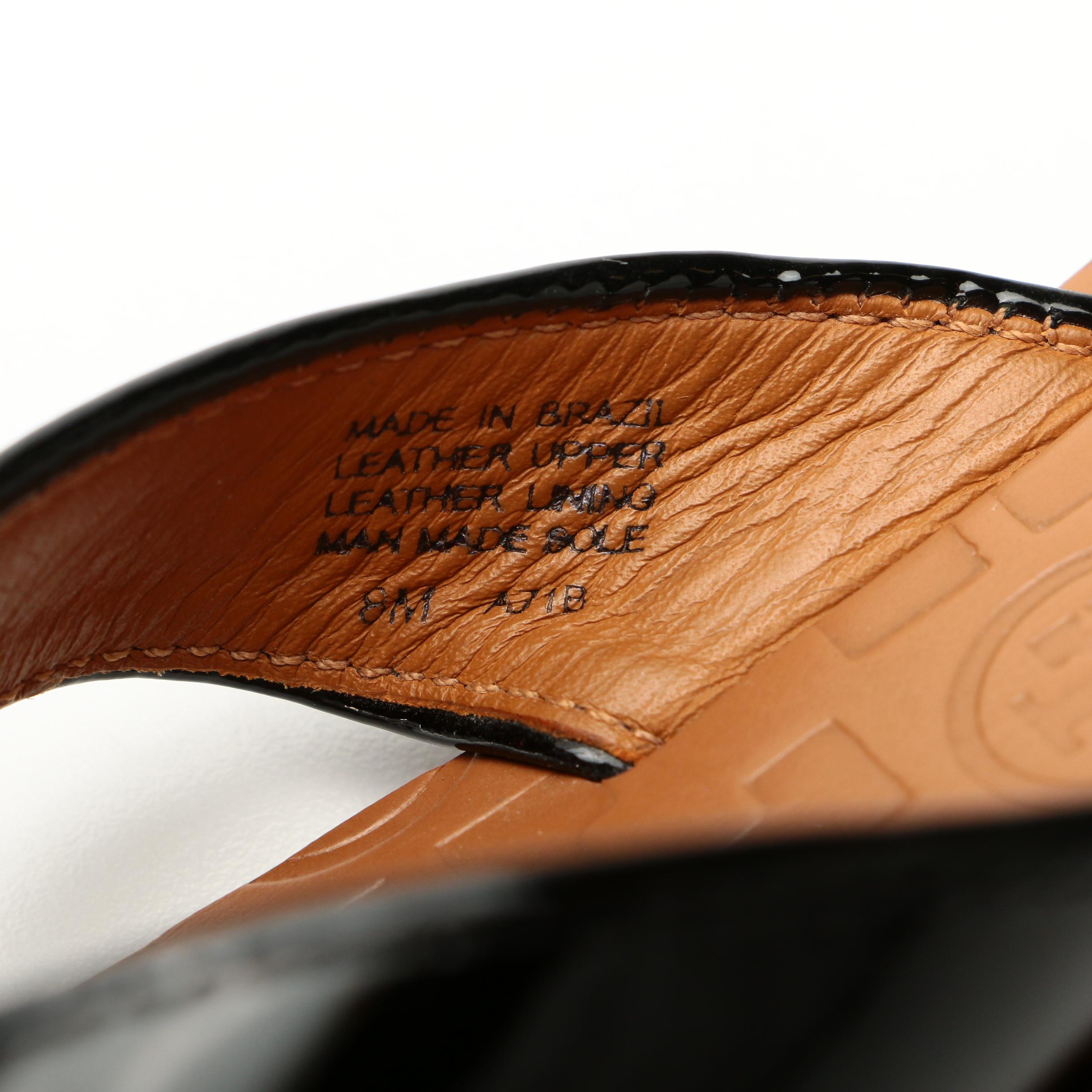 Tory Burch Manon Thong Sandals in Black Patent Leather