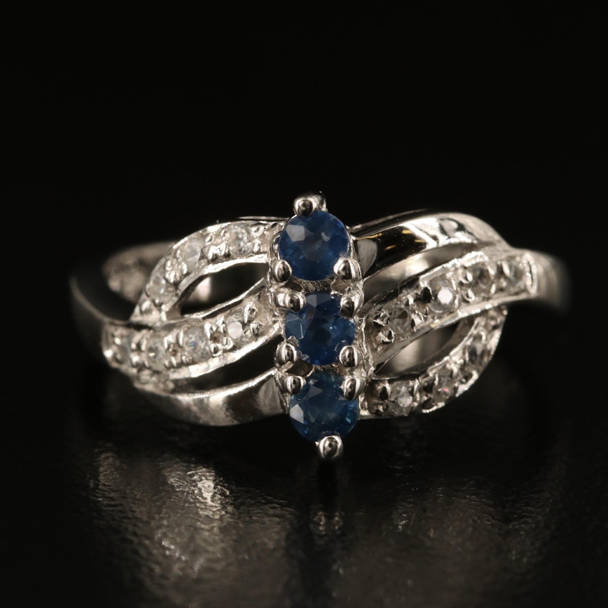 Sterling Sapphire and Zircon Ring