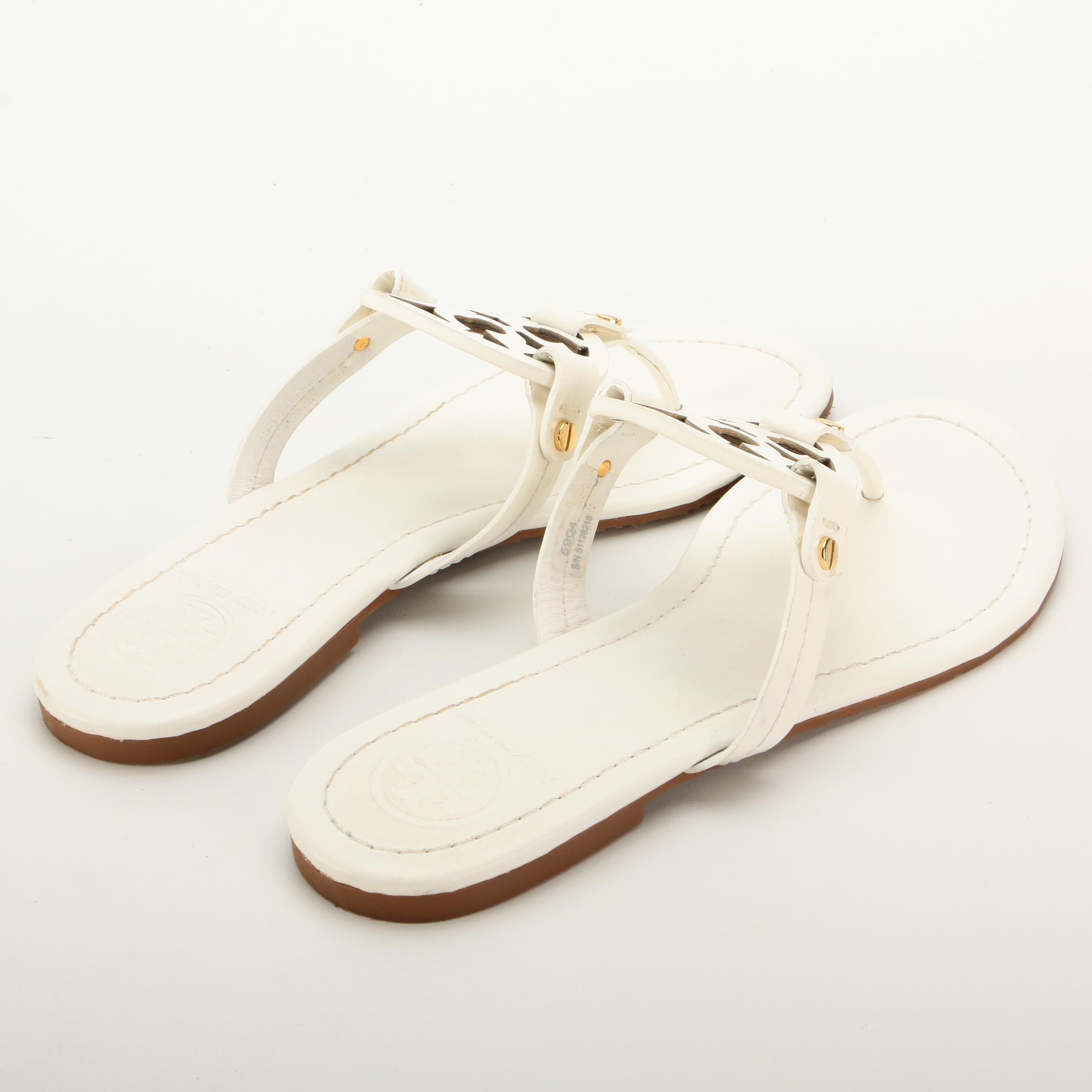 Tory Burch Miller Sandals in White Patent Leather