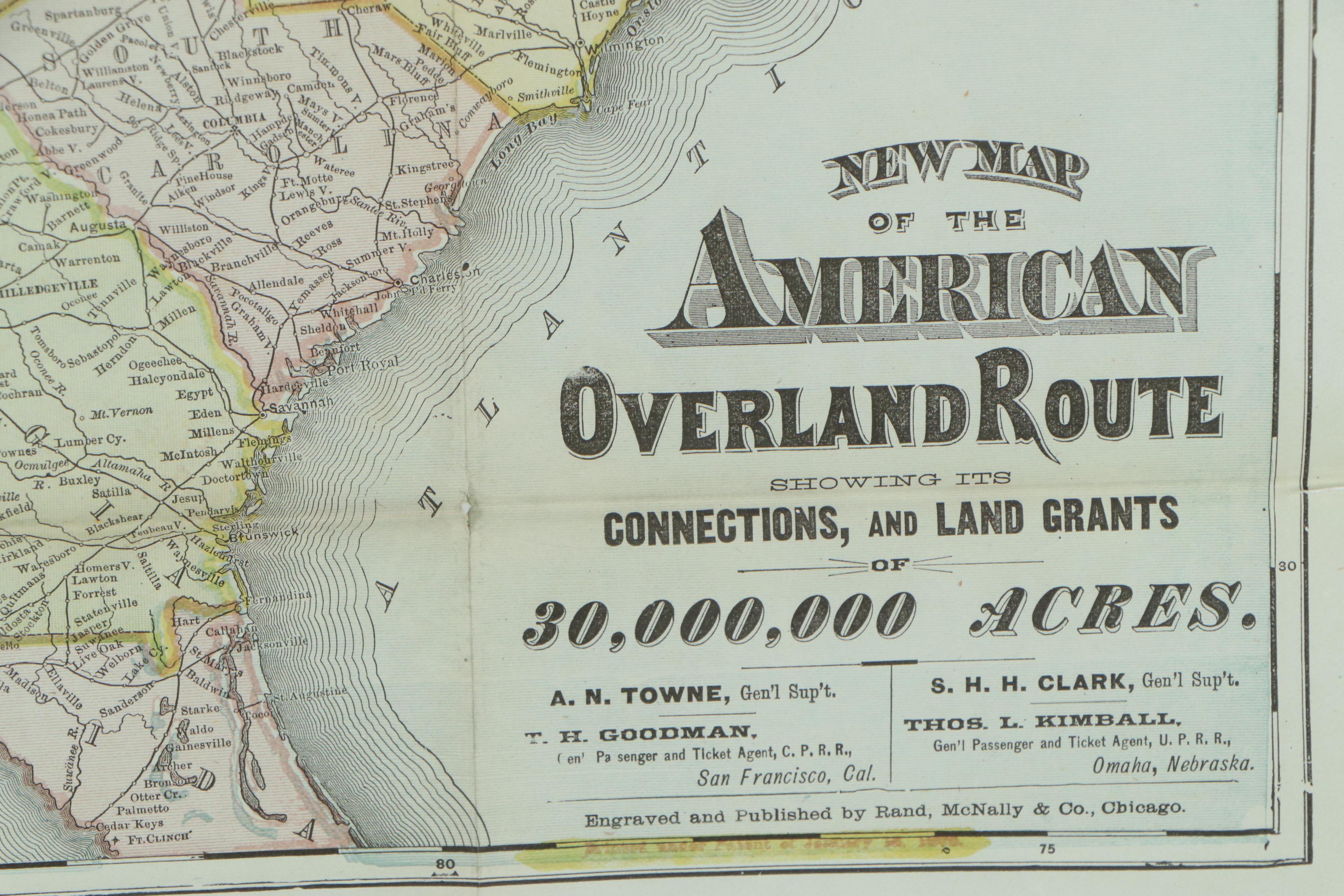 Rand, McNally, & Co. Lithograph Map "New Map of the American Overland Route"