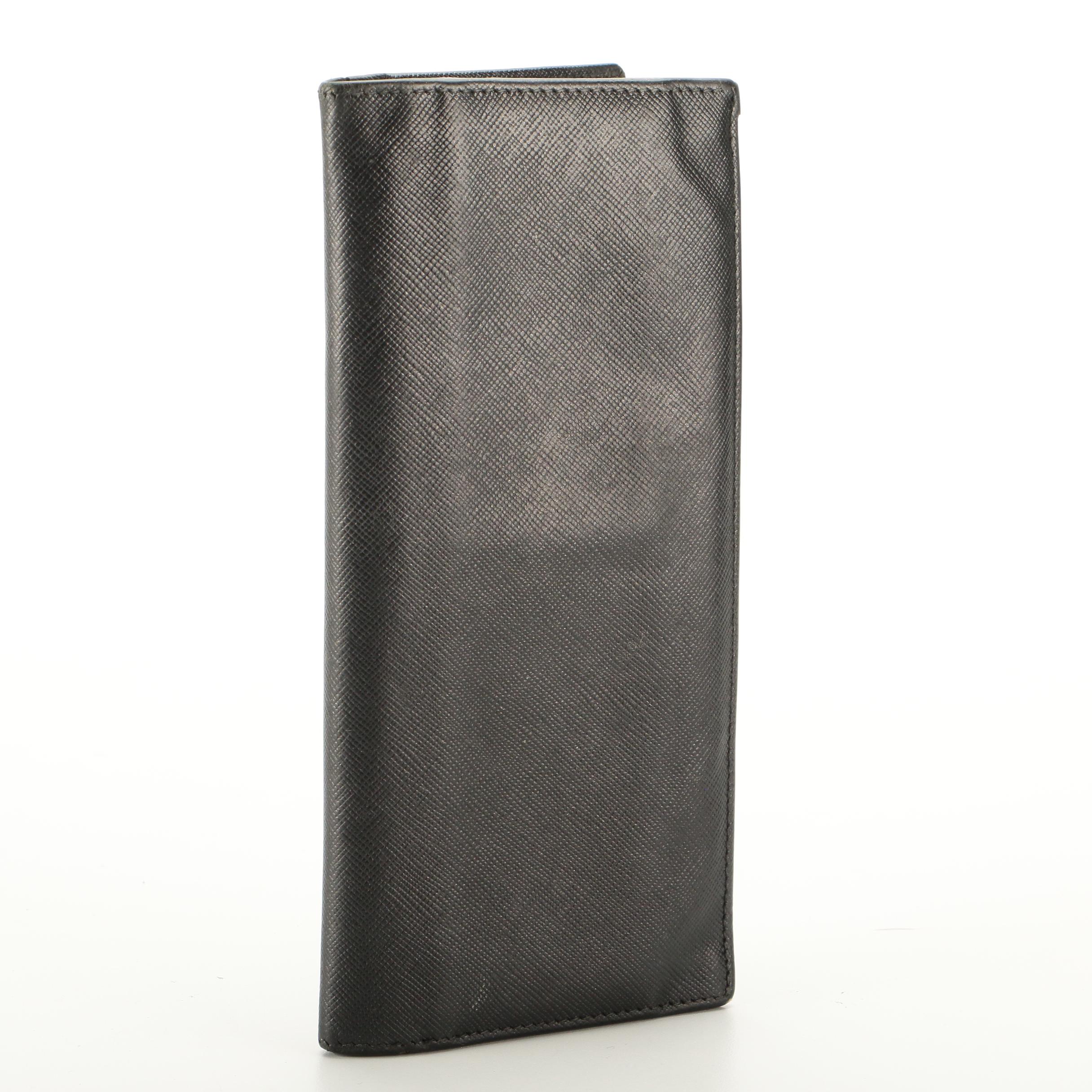 Prada Long Wallet in Black Saffiano Leather