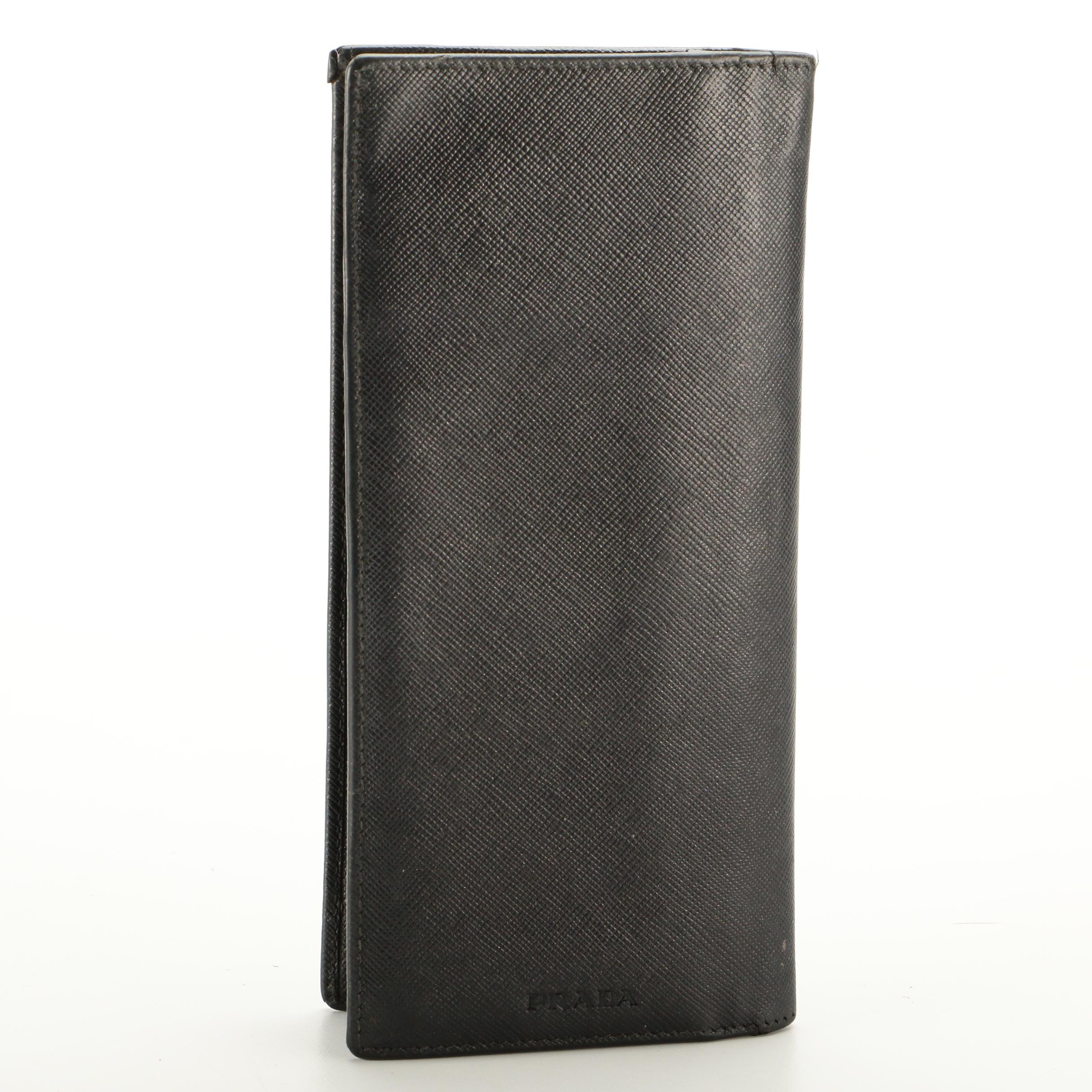 Prada Long Wallet in Black Saffiano Leather