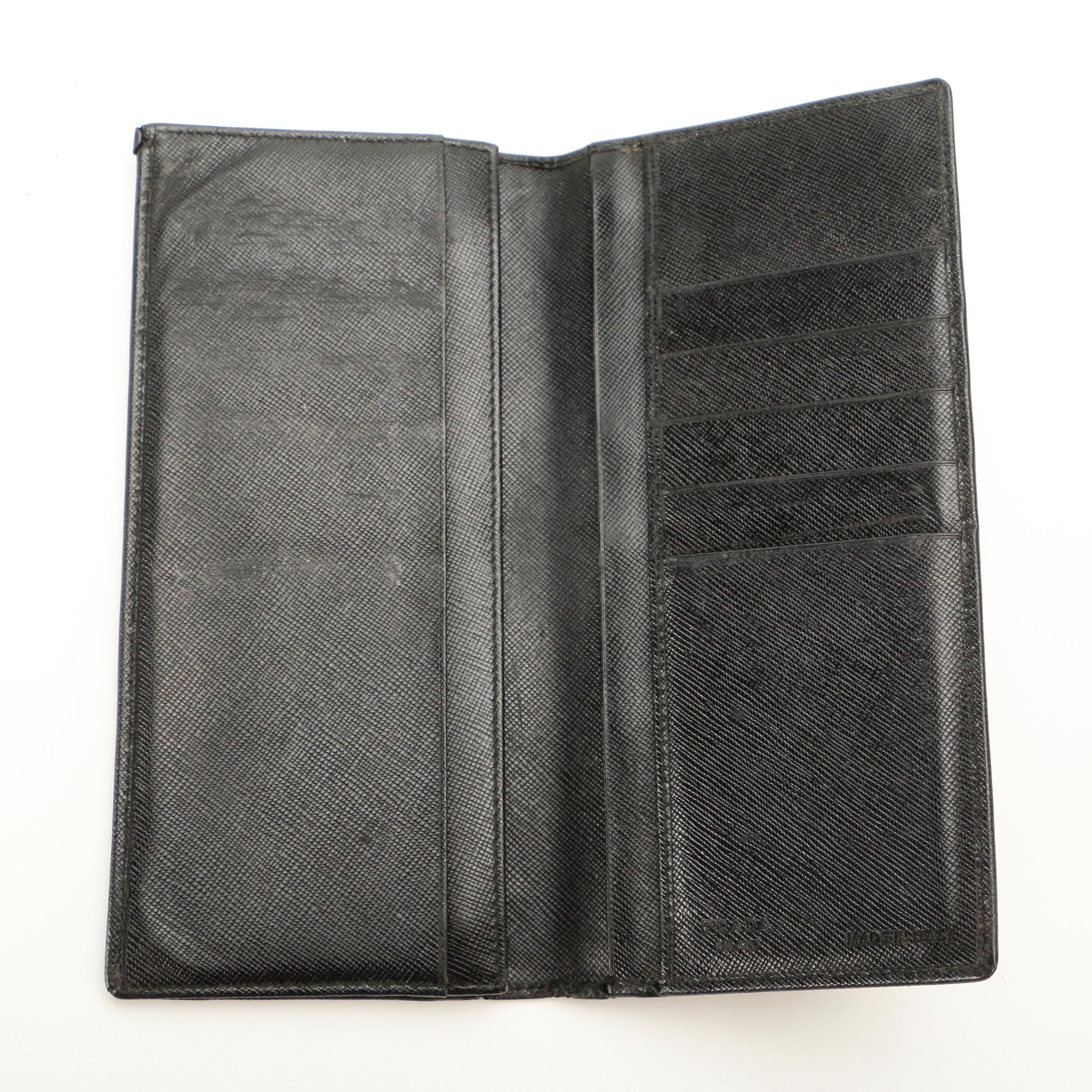 Prada Long Wallet in Black Saffiano Leather