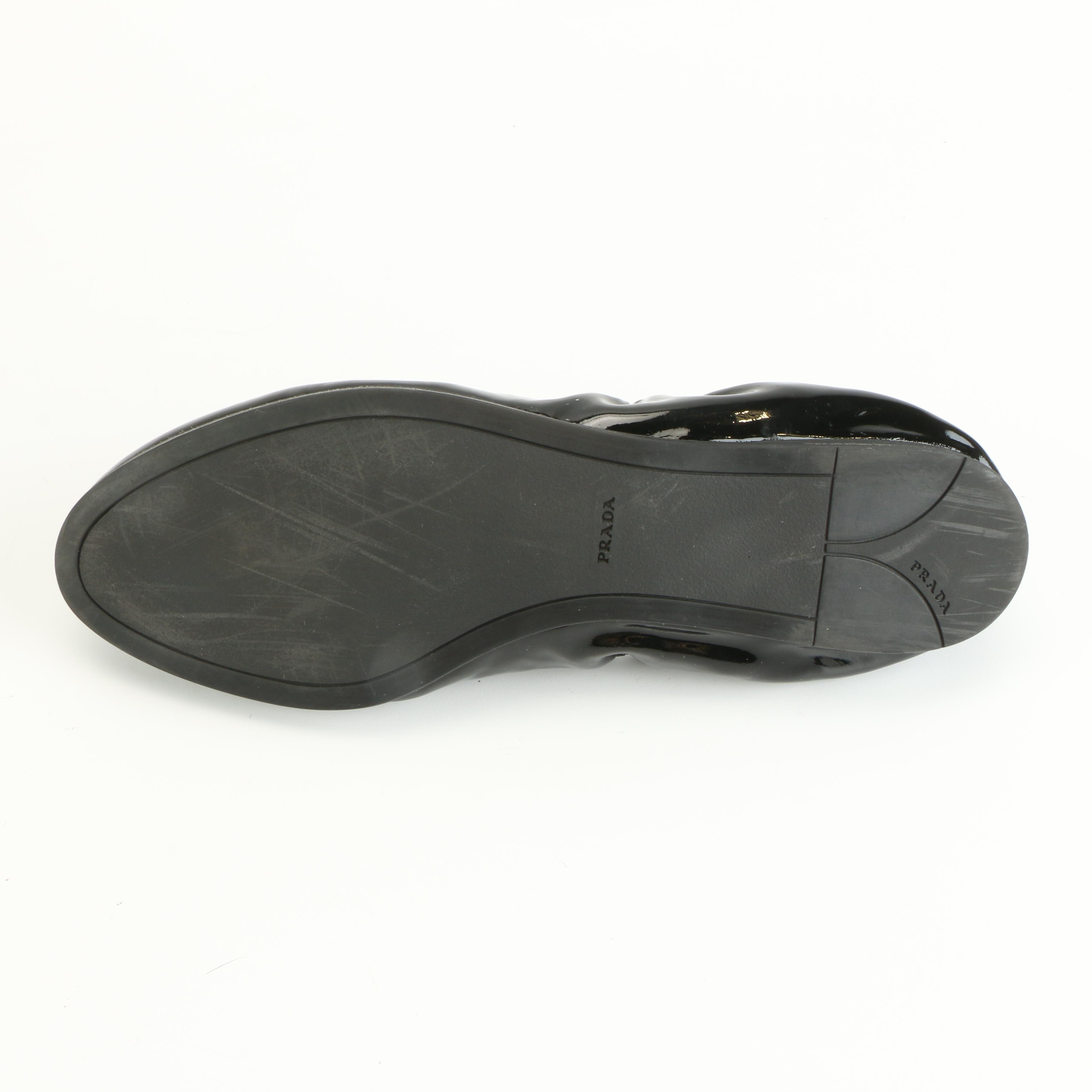 Prada Ballet Flats in Black Patent Leather