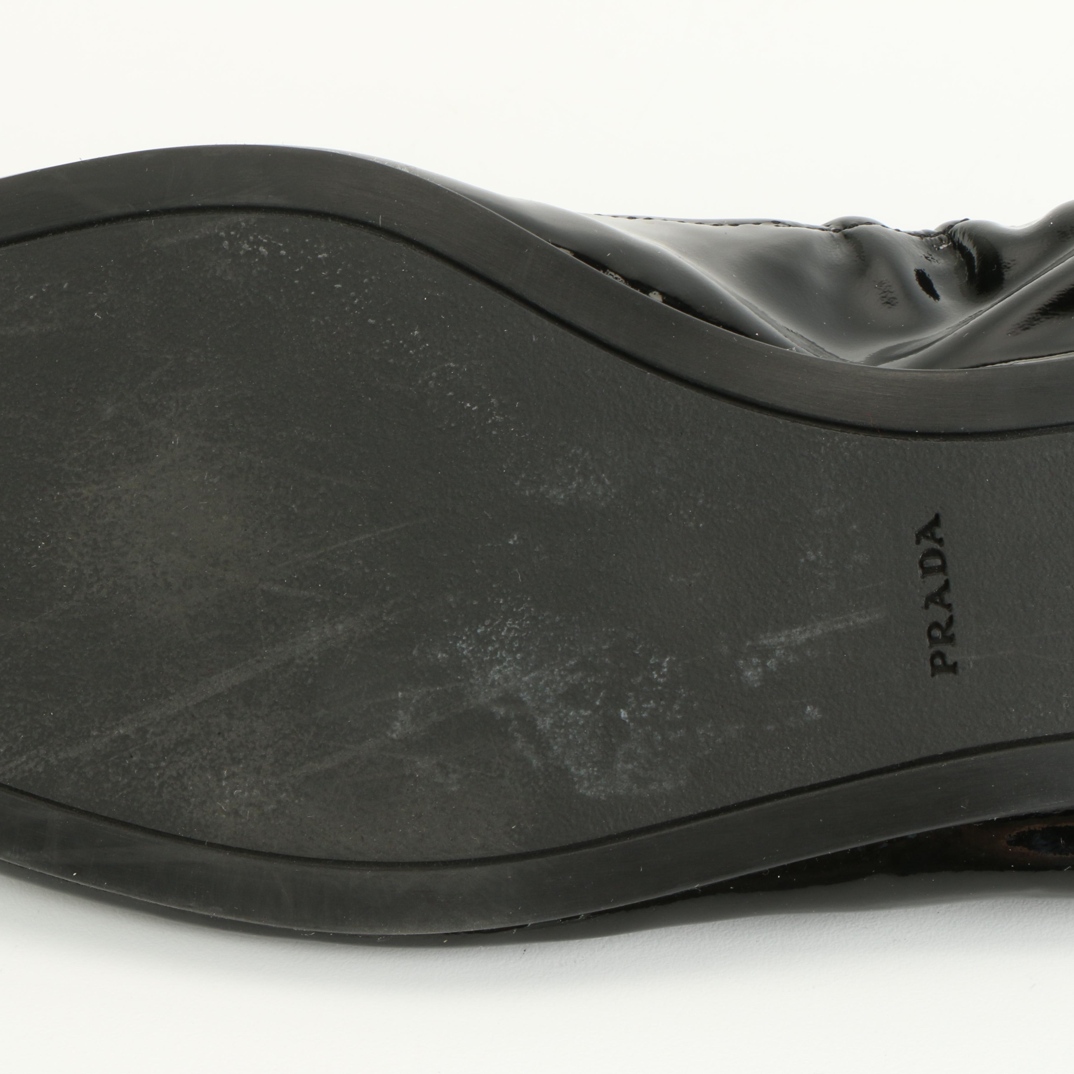 Prada Ballet Flats in Black Patent Leather