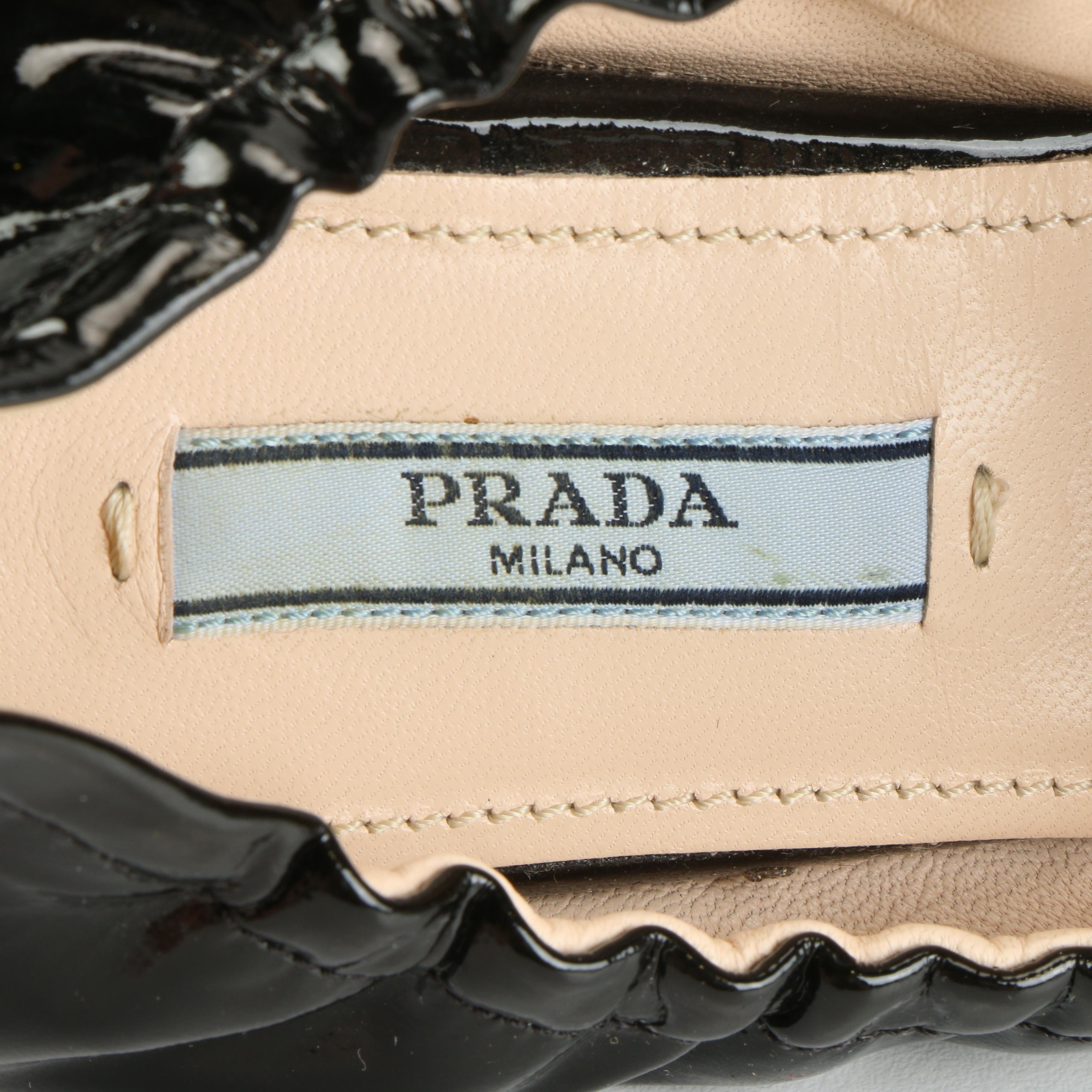 Prada Ballet Flats in Black Patent Leather