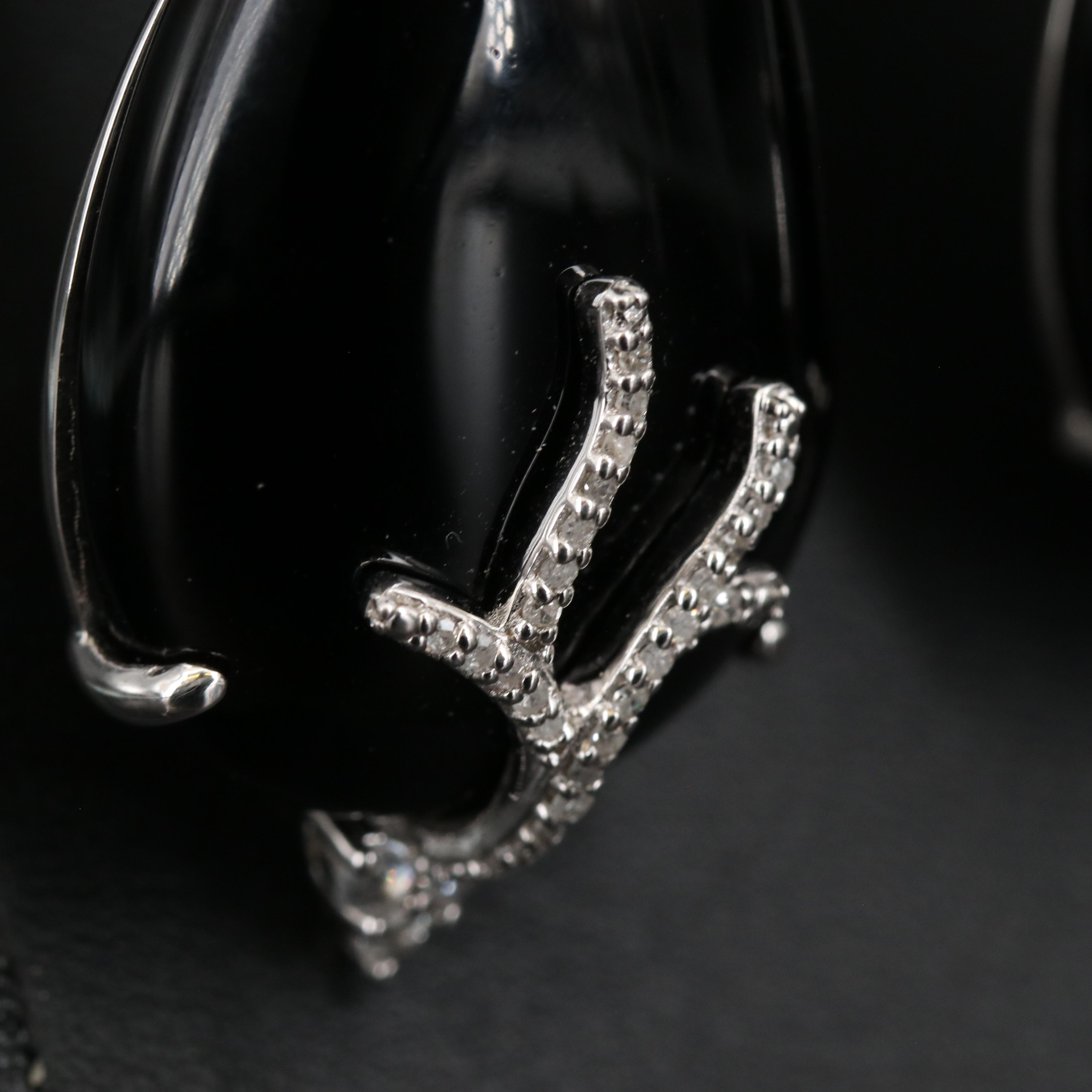 Sterling Silver Black Onyx, Diamond and Spinel Earrings with Removable Drops