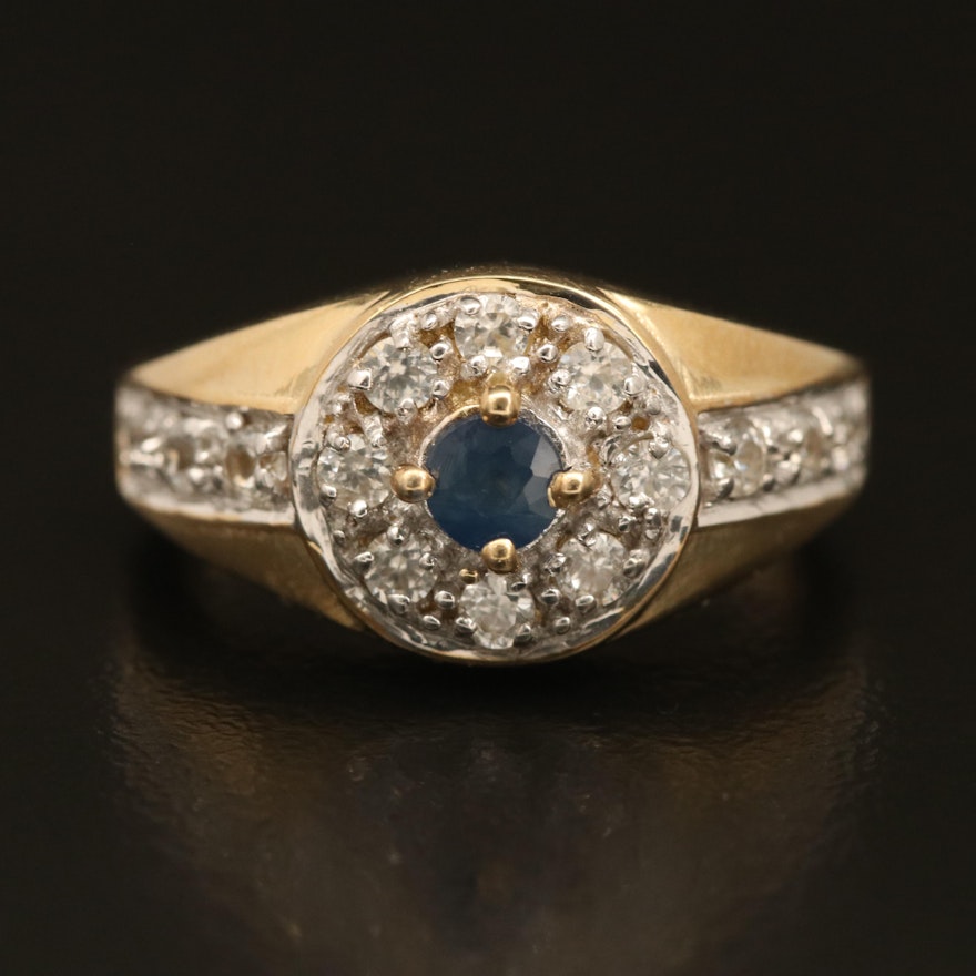 Sterling Silver Sapphire and Topaz Halo Ring