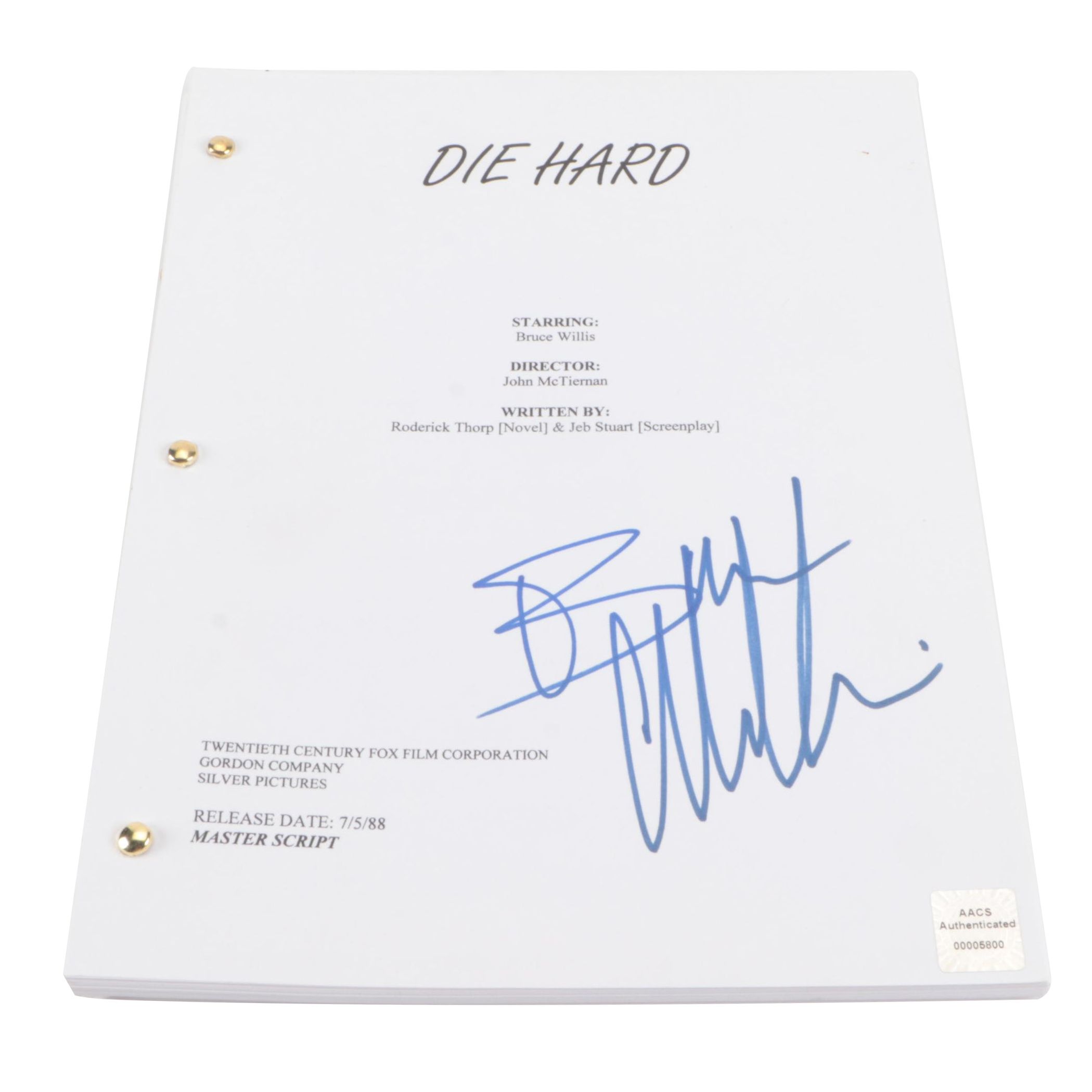 Bruce Willis Signed "Die Hard" Movie Script Copy, COA