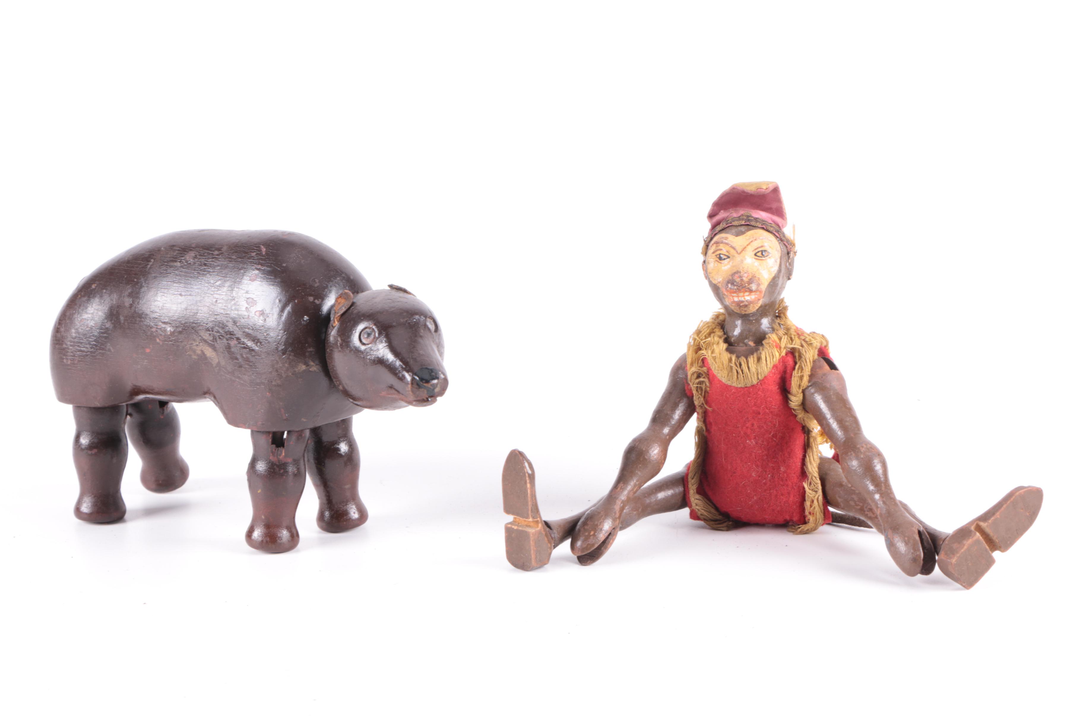 Schoenhut "Humpty Dumpty Circus" Animals and Circus Performers, Early 20th C.