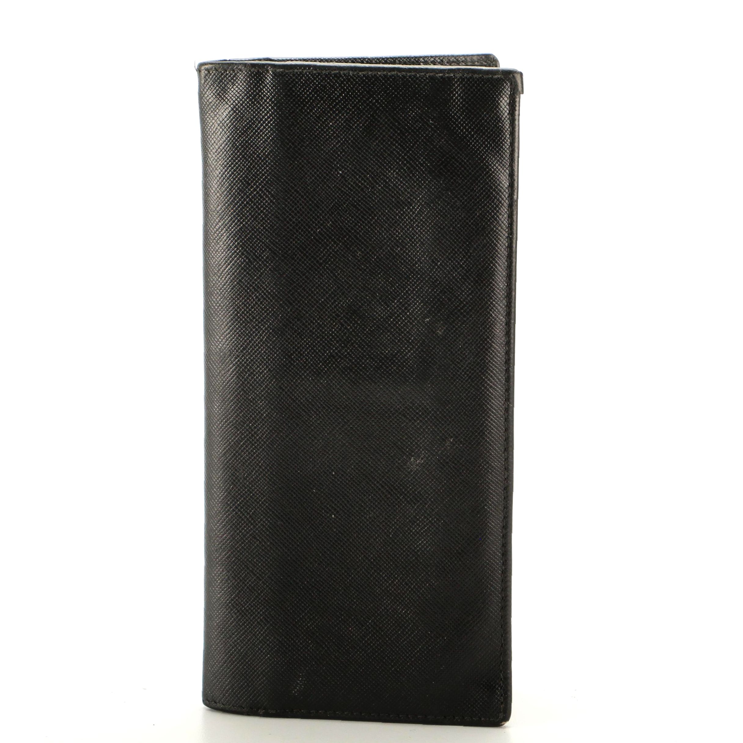 Prada Long Wallet in Black Saffiano Leather