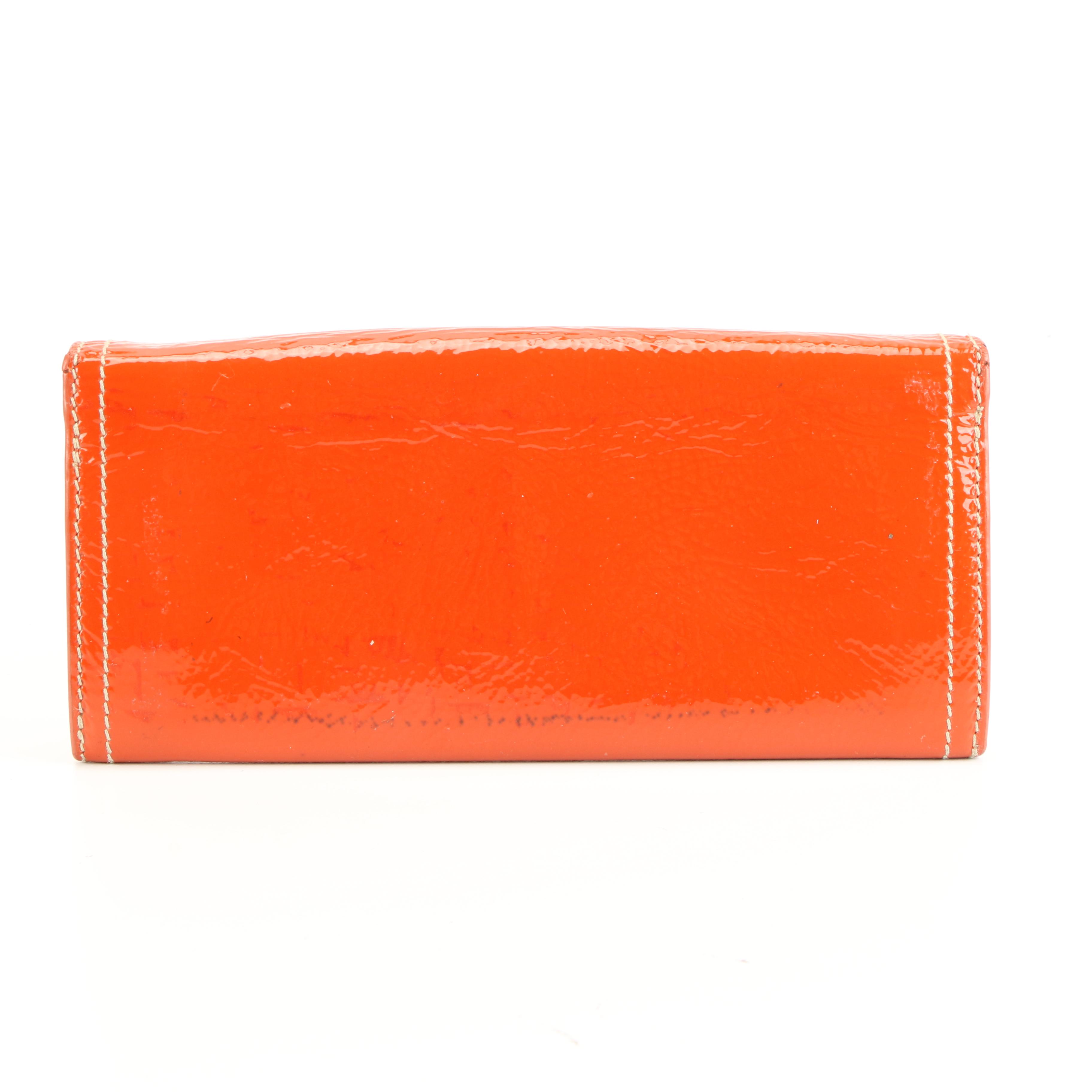 Prada Continental Wallet in Patent Leather with Contrast Stitching