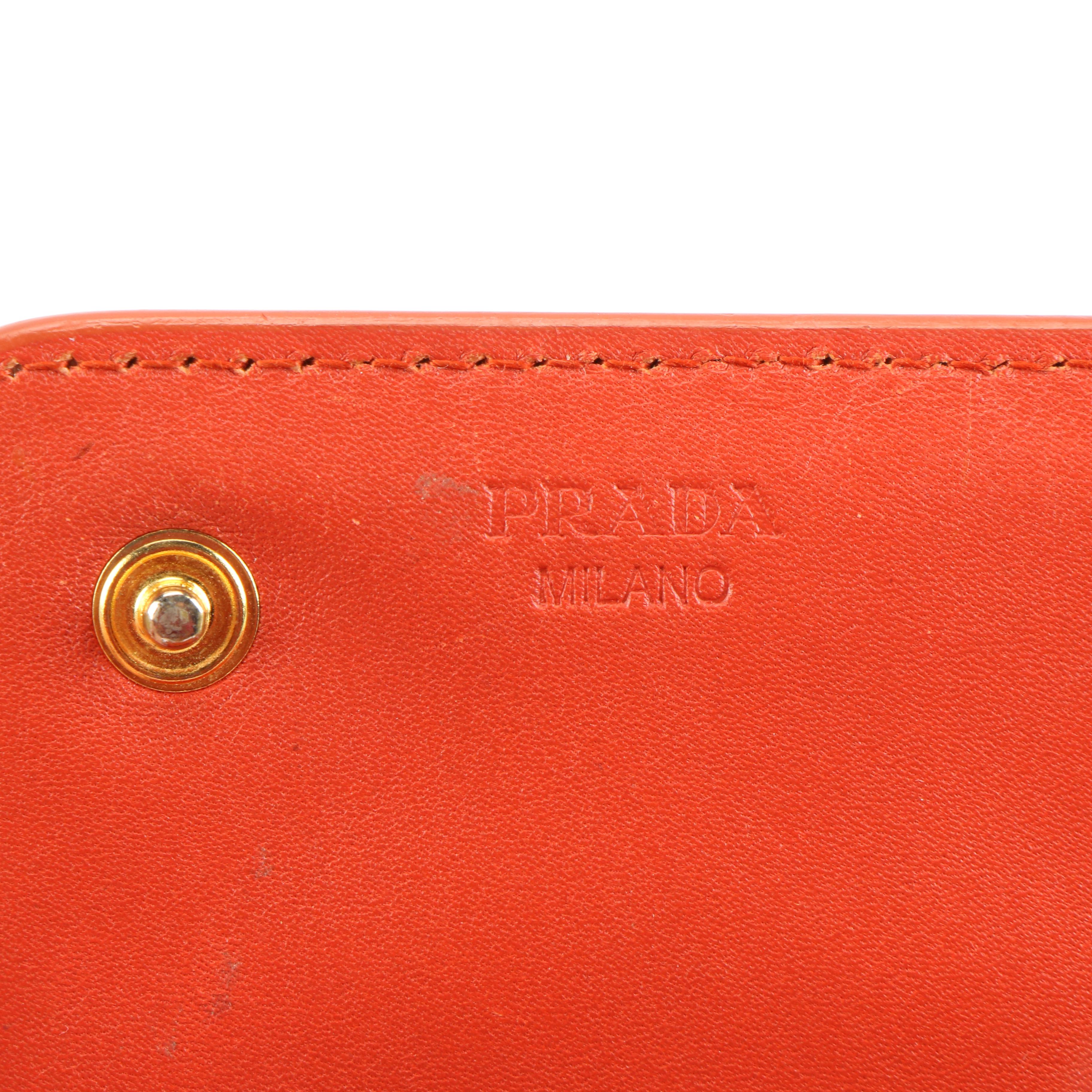 Prada Continental Wallet in Patent Leather with Contrast Stitching