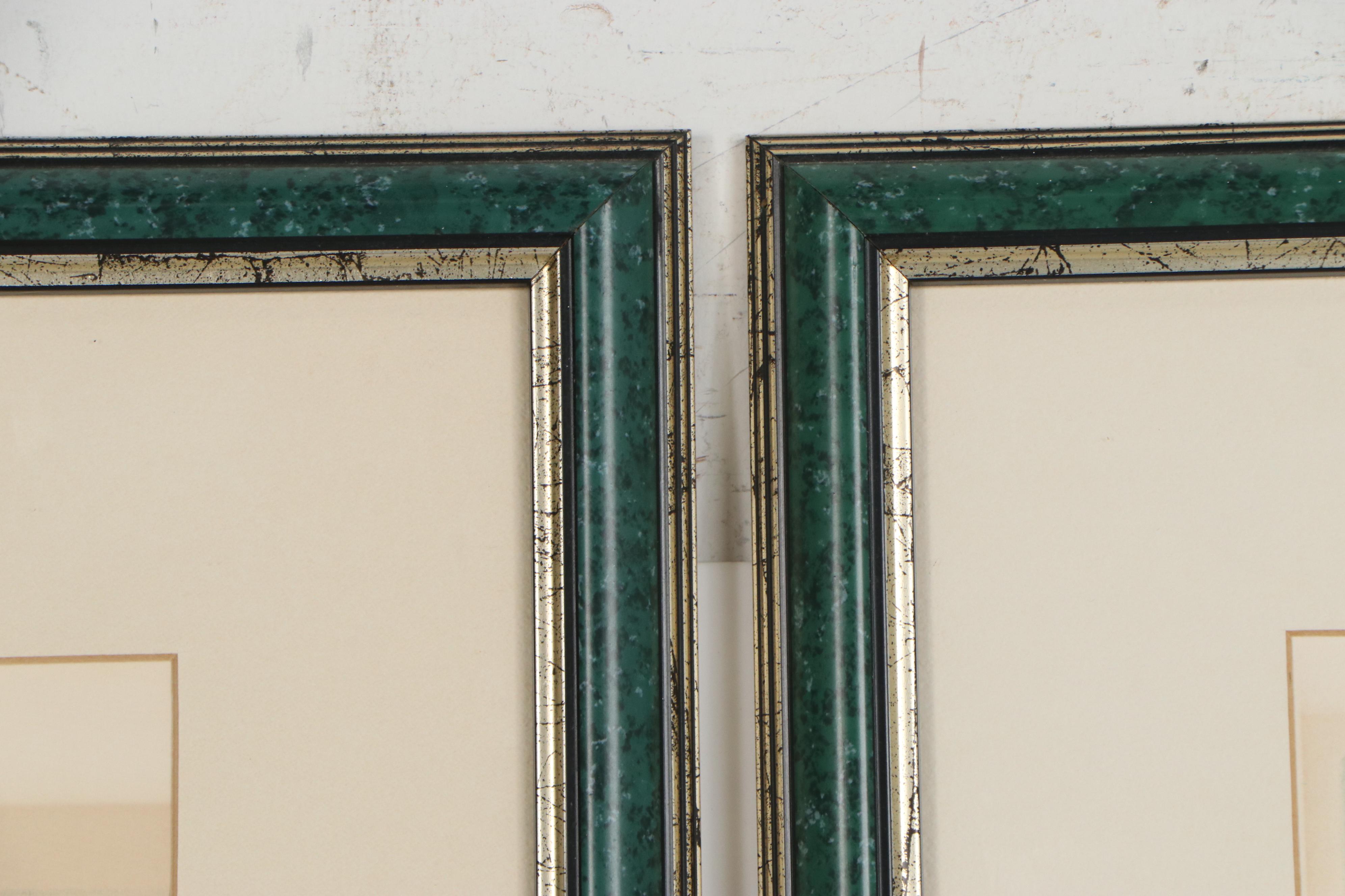 Elaine Burch Floral Etchings "Tiger Lilies" and "Chrysanthemums"