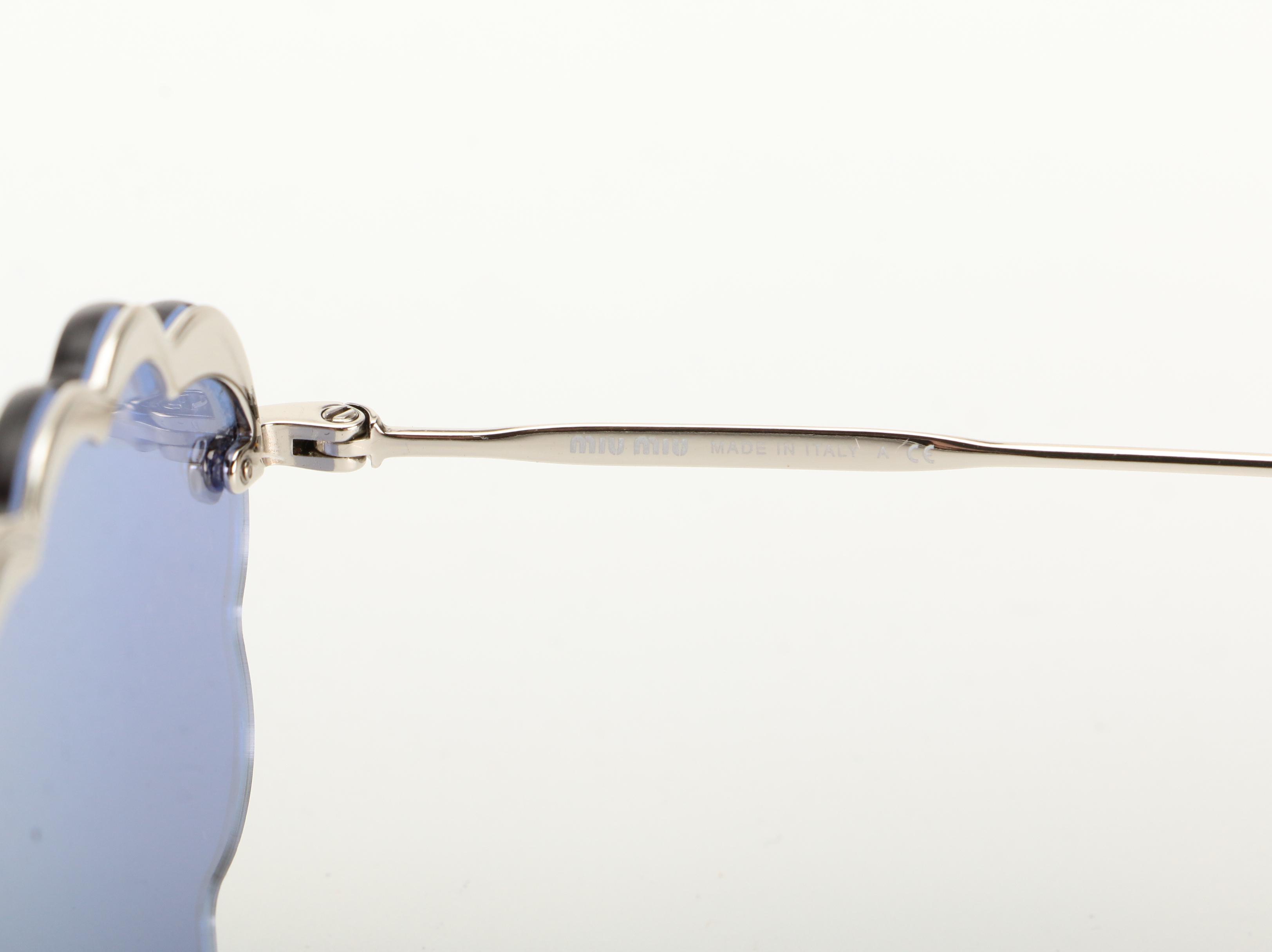 Miu Miu SMU57U Cloud Lens Sunglasses in Blue and Silver Tone Frame