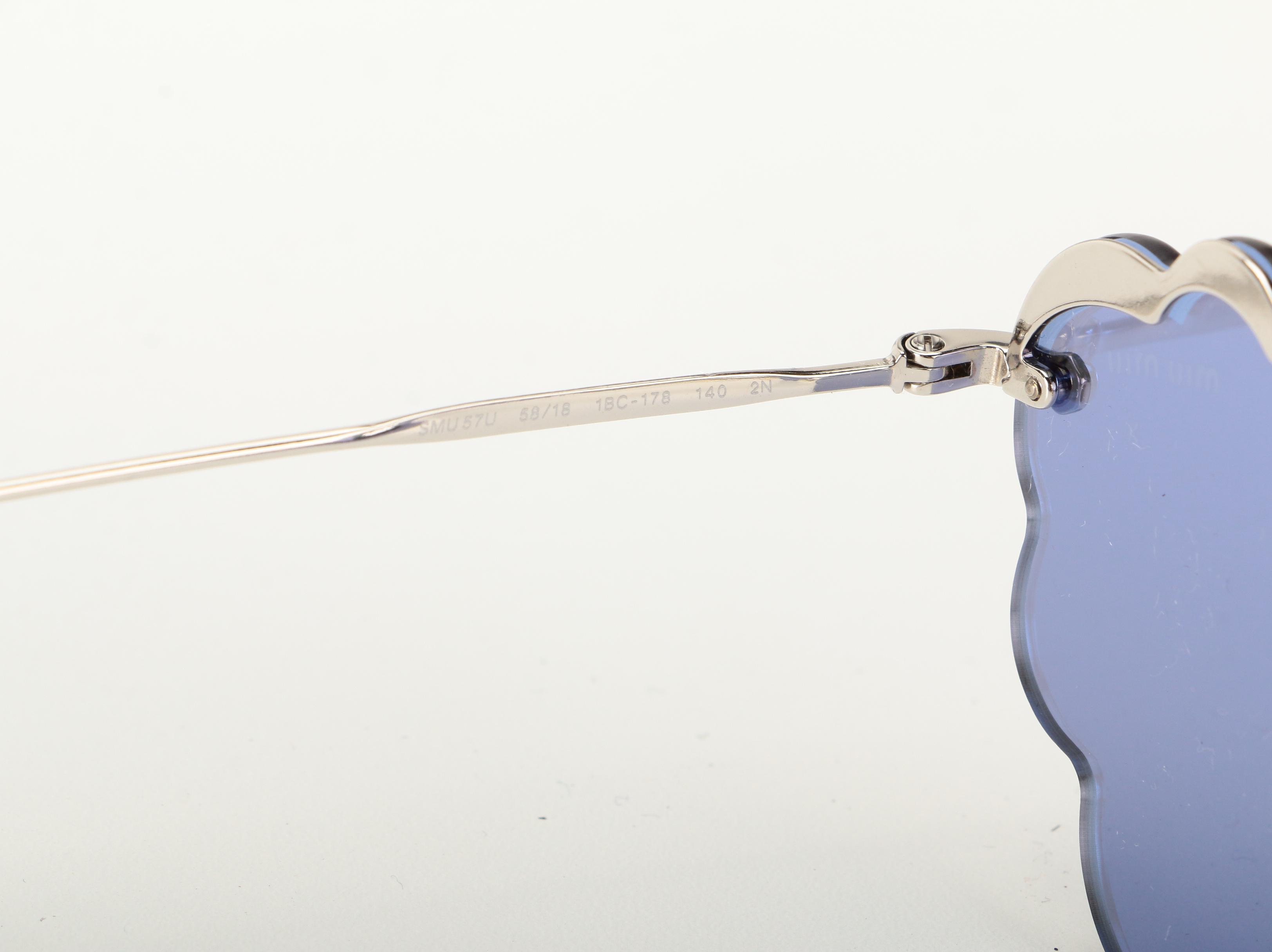 Miu Miu SMU57U Cloud Lens Sunglasses in Blue and Silver Tone Frame