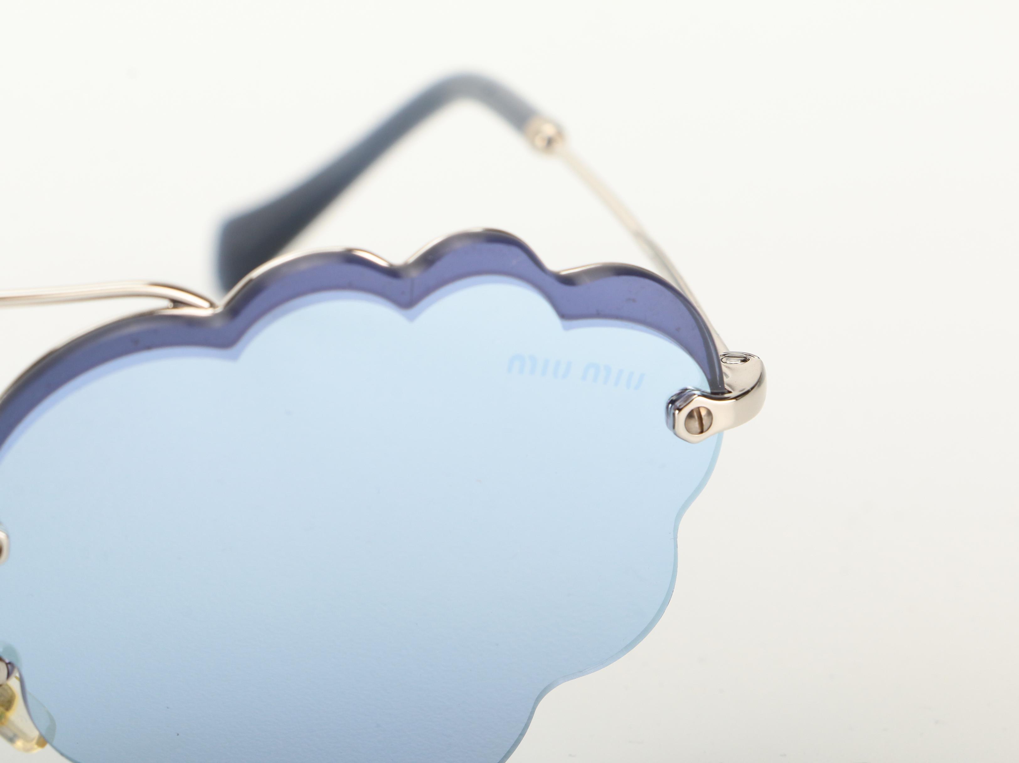 Miu Miu SMU57U Cloud Lens Sunglasses in Blue and Silver Tone Frame