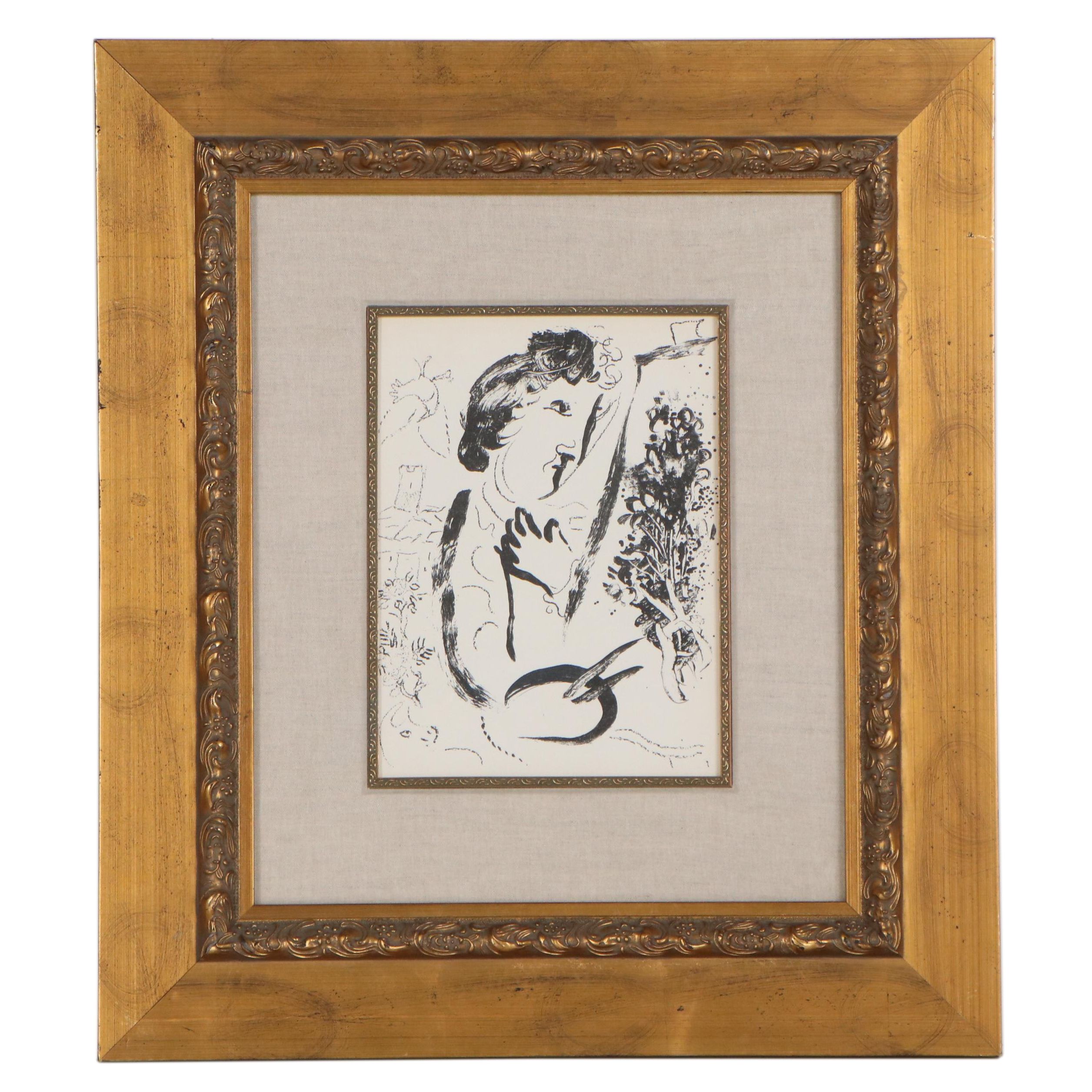 Marc Chagall Lithograph "Before the Picture," 1963