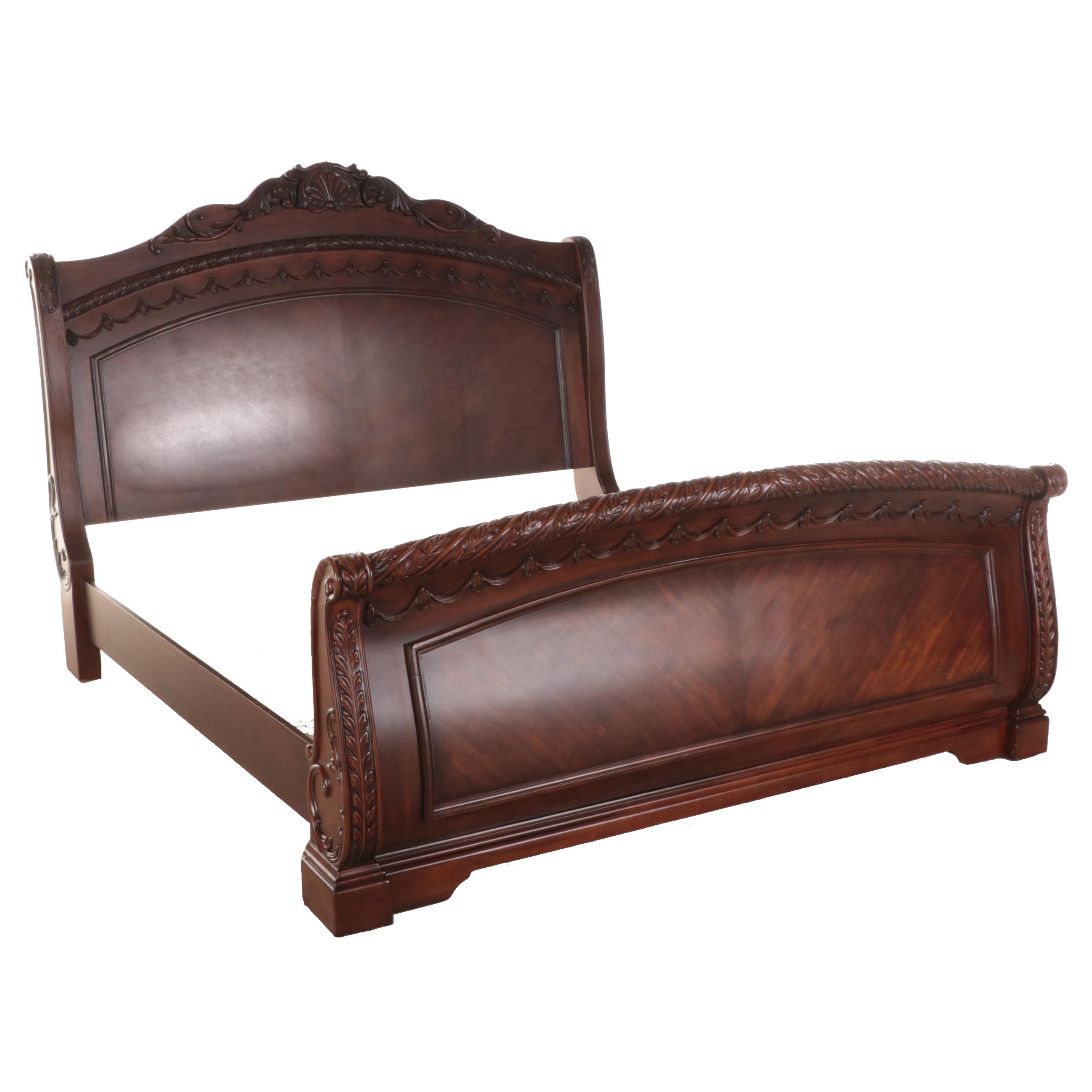 Ashley Furniture "North Shore" Mahogany-Finish King Size Sleigh Bed Frame