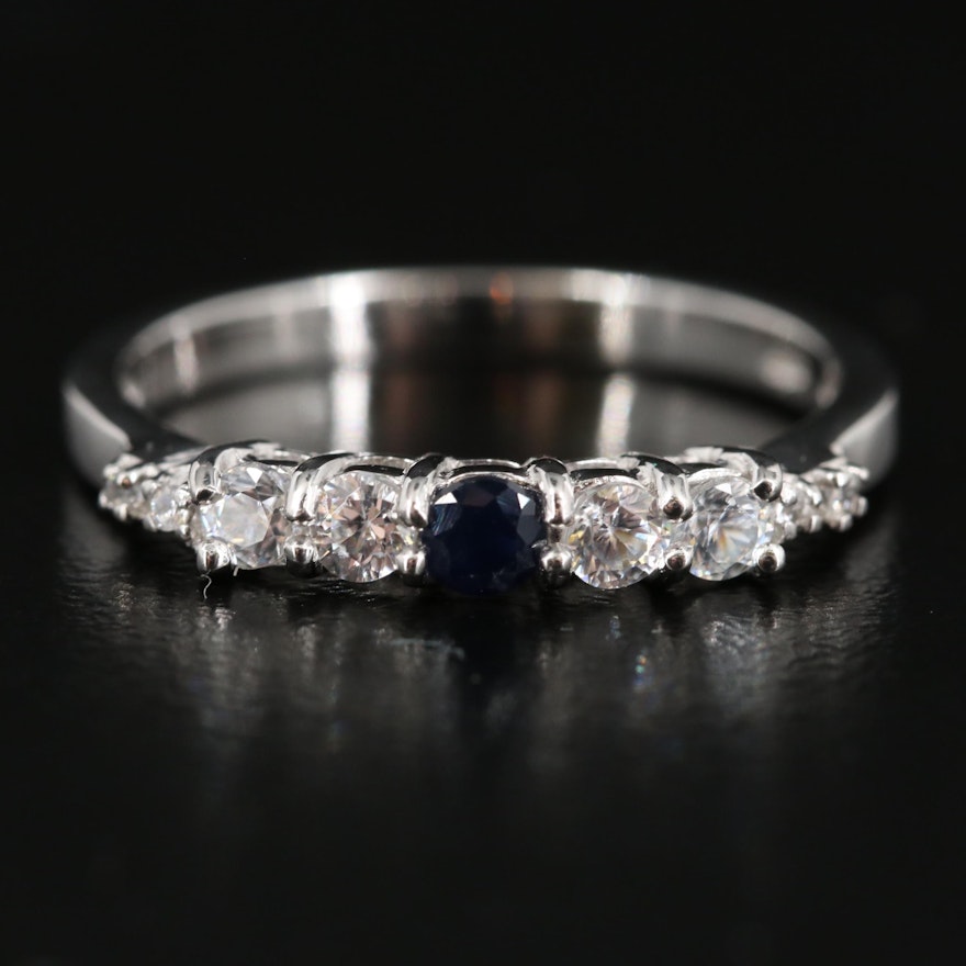 Sterling Sapphire and Zircon Ring