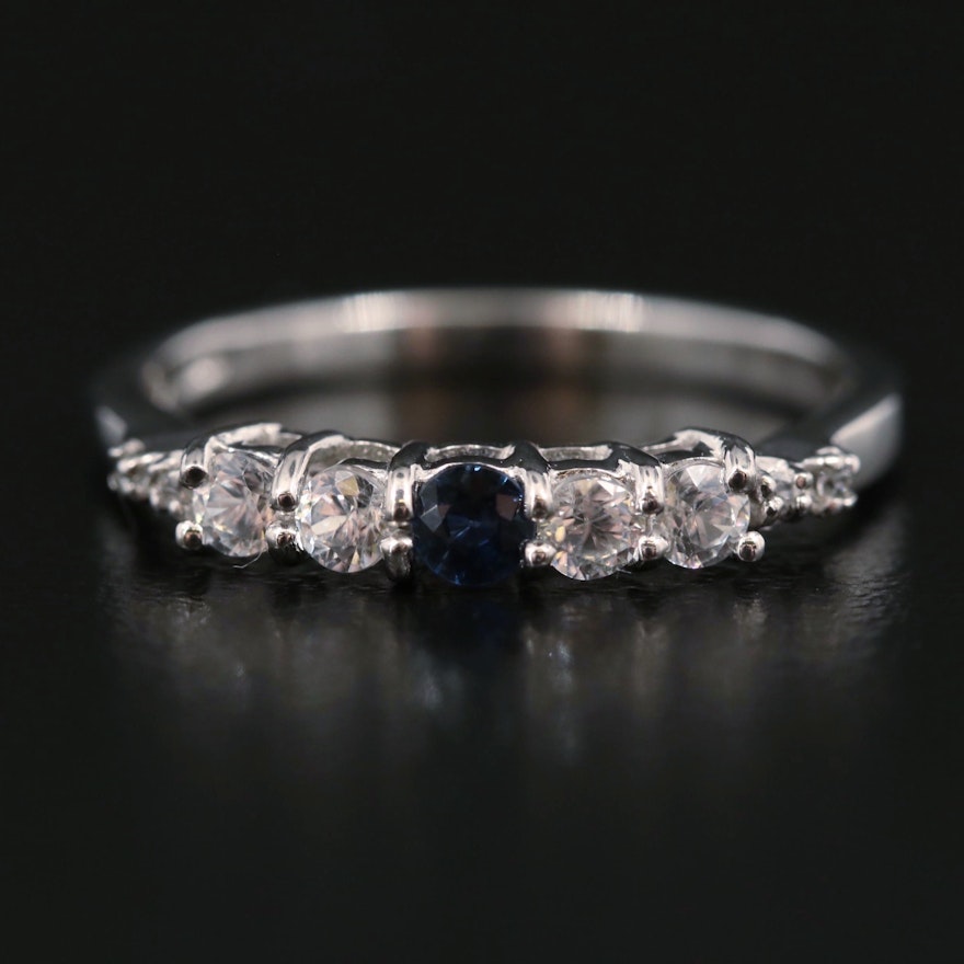 Sterling Sapphire and Zircon Ring