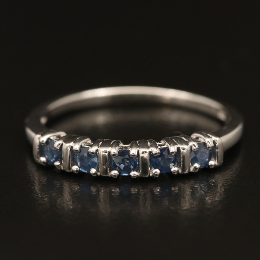 Sterling Five Stone Sapphire Ring