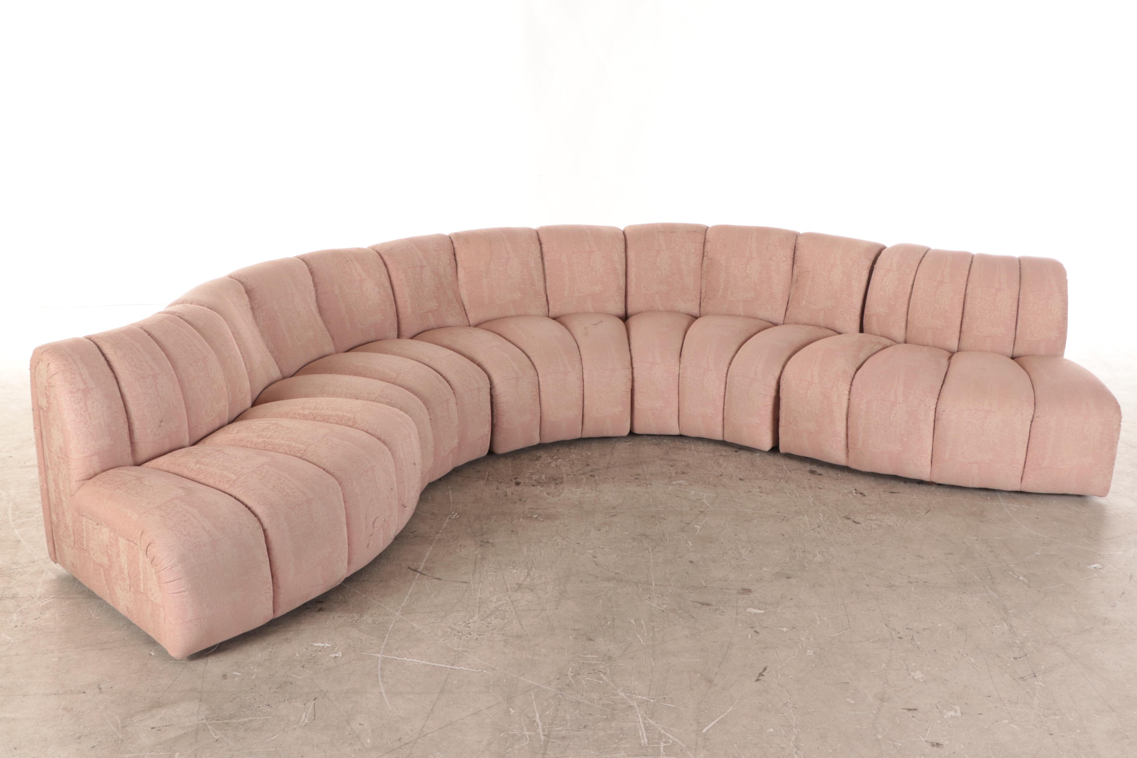 Bernhardt Flair Division Serpentine Sectional after Milo Baughman and Tables