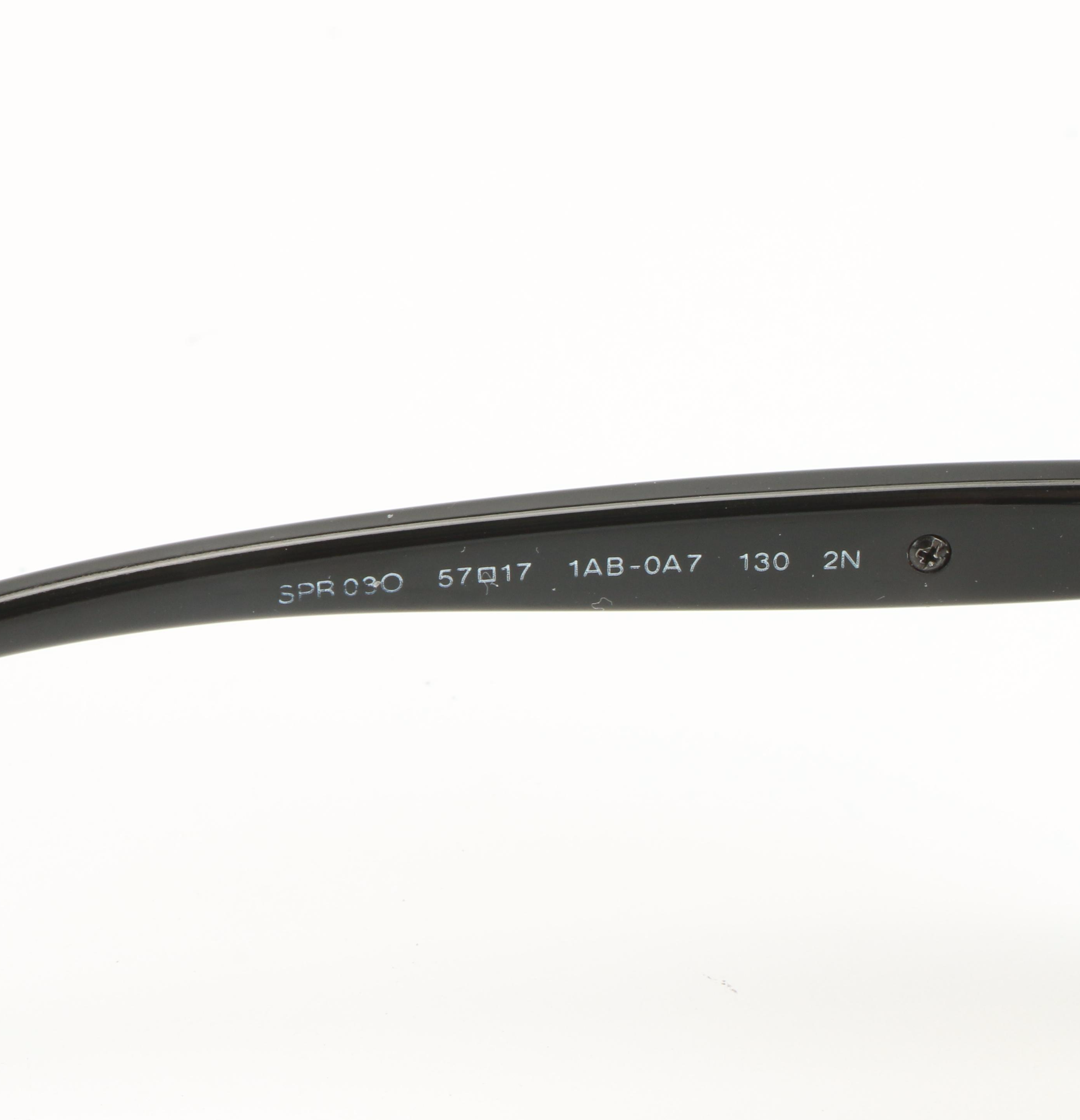 Prada SPR 080 Rounded Square Sunglasses in Black with Case