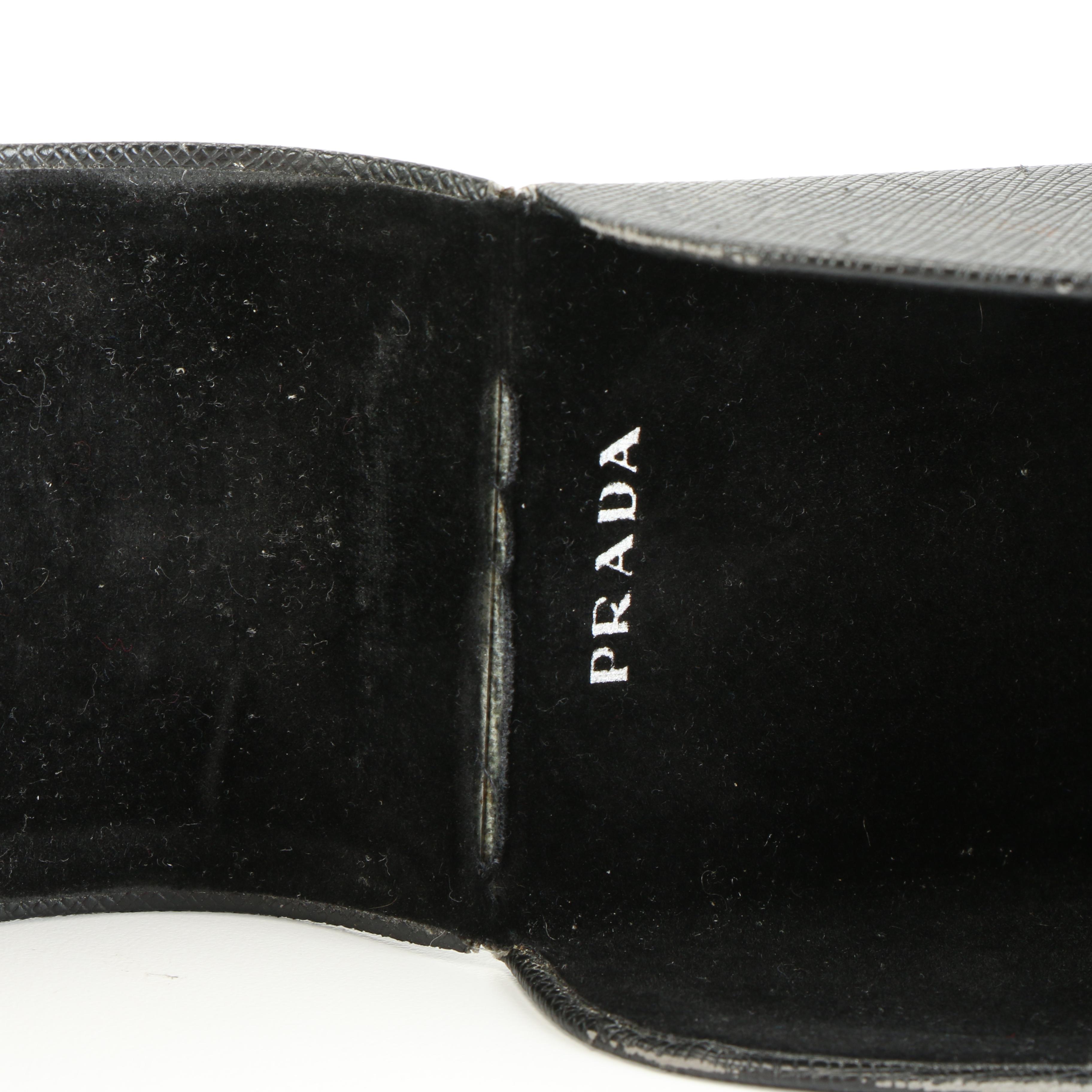 Prada SPR 080 Rounded Square Sunglasses in Black with Case