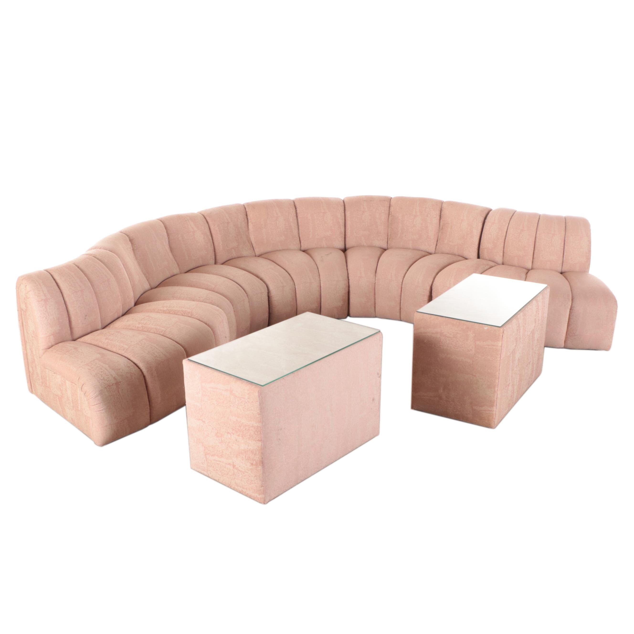 Bernhardt Flair Division Serpentine Sectional after Milo Baughman and Tables