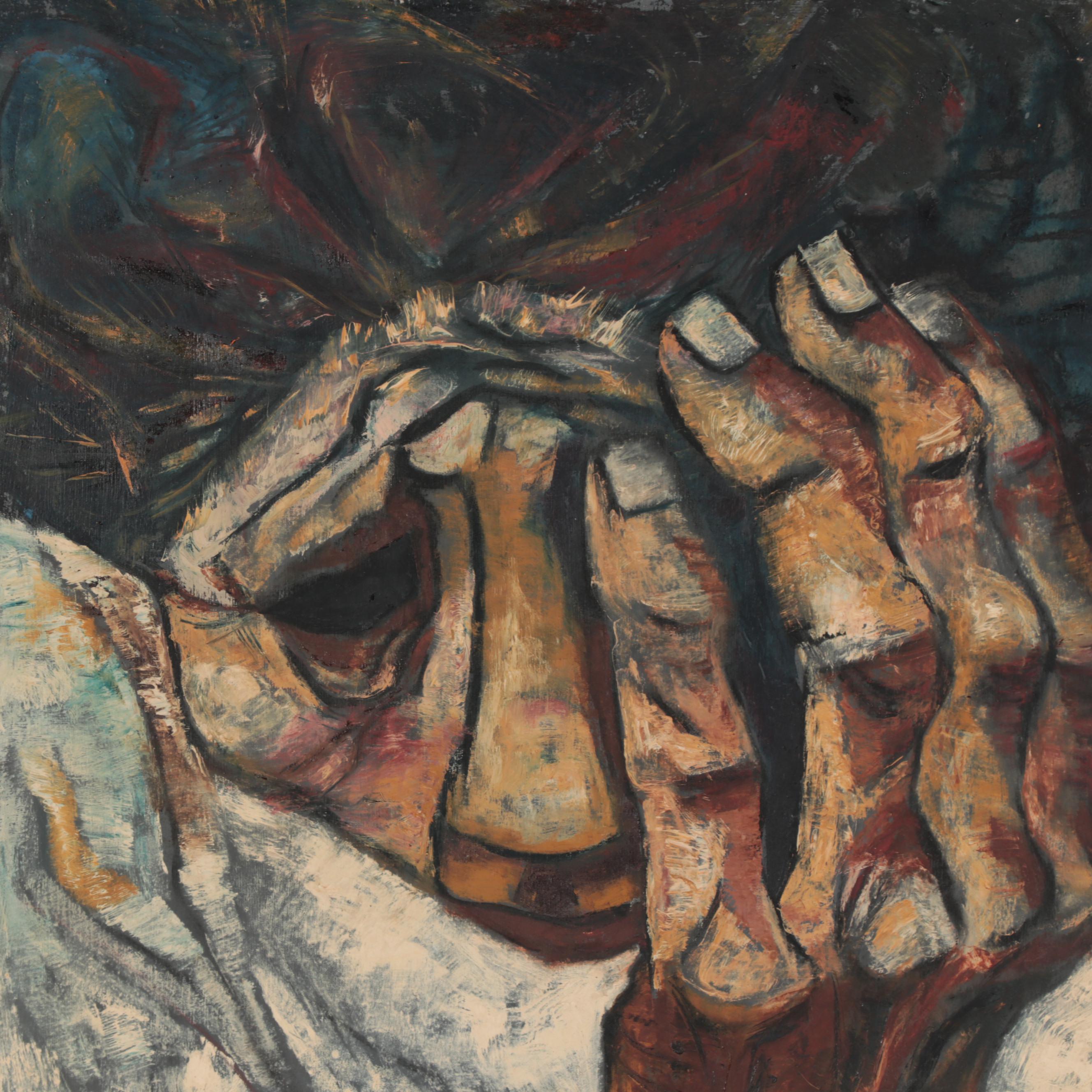 Eduardo Kingman Oil Painting of Grieving Figure, 1968