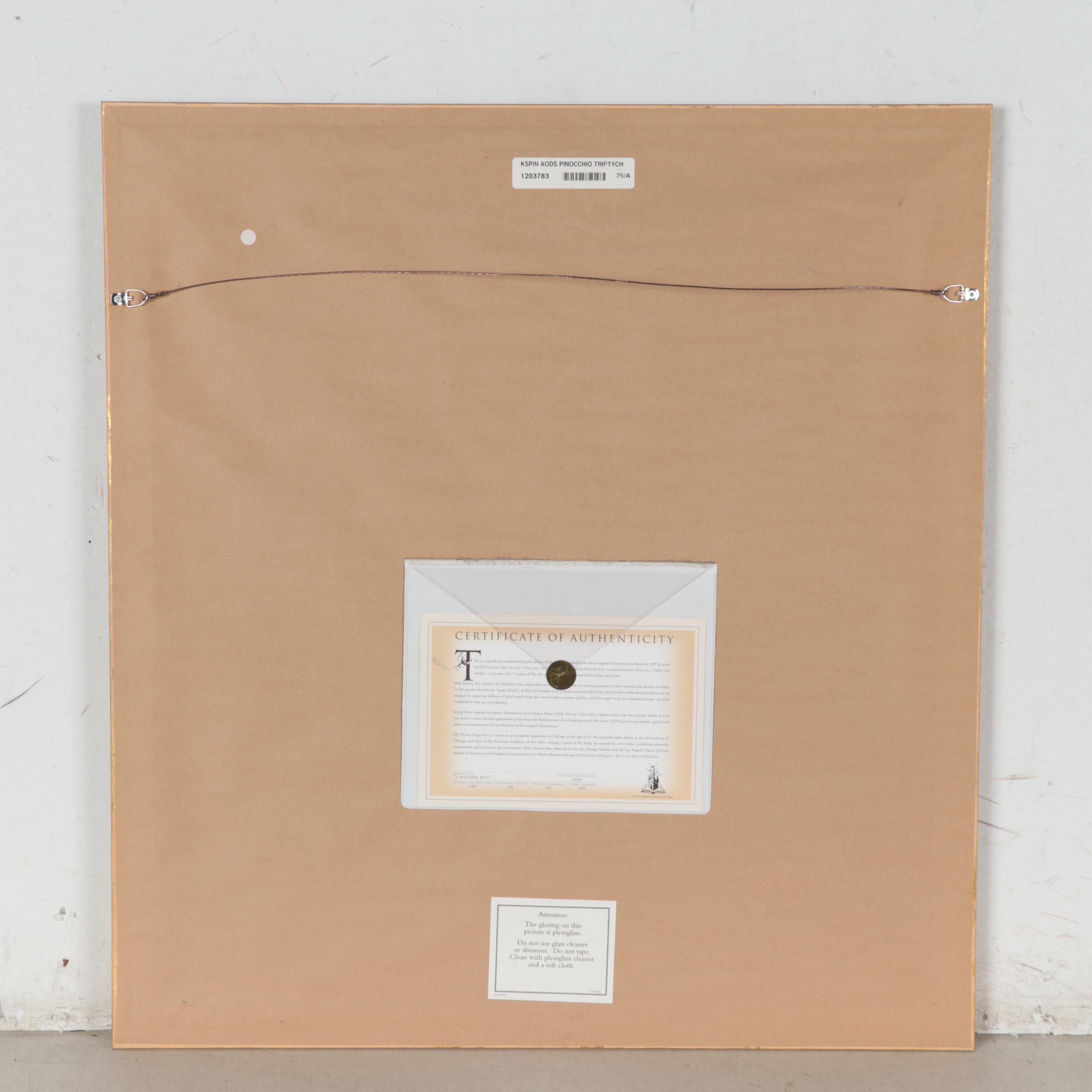 Gil DiCicco for Disney "Pinocchio" Giclée Triptych "A Wooden Boy!" 1999