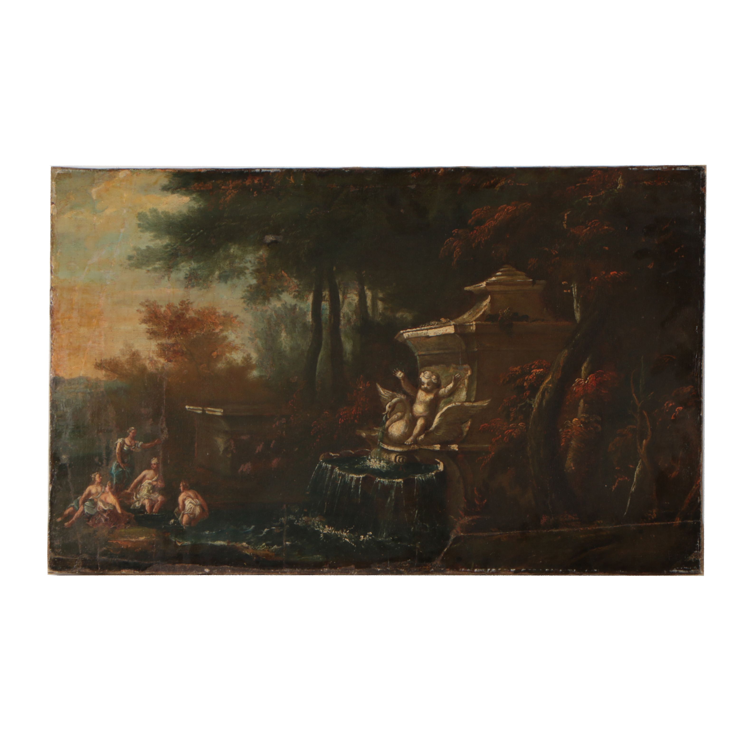School of Nicolas Poussin Landscape Oil Painting, 17th Century